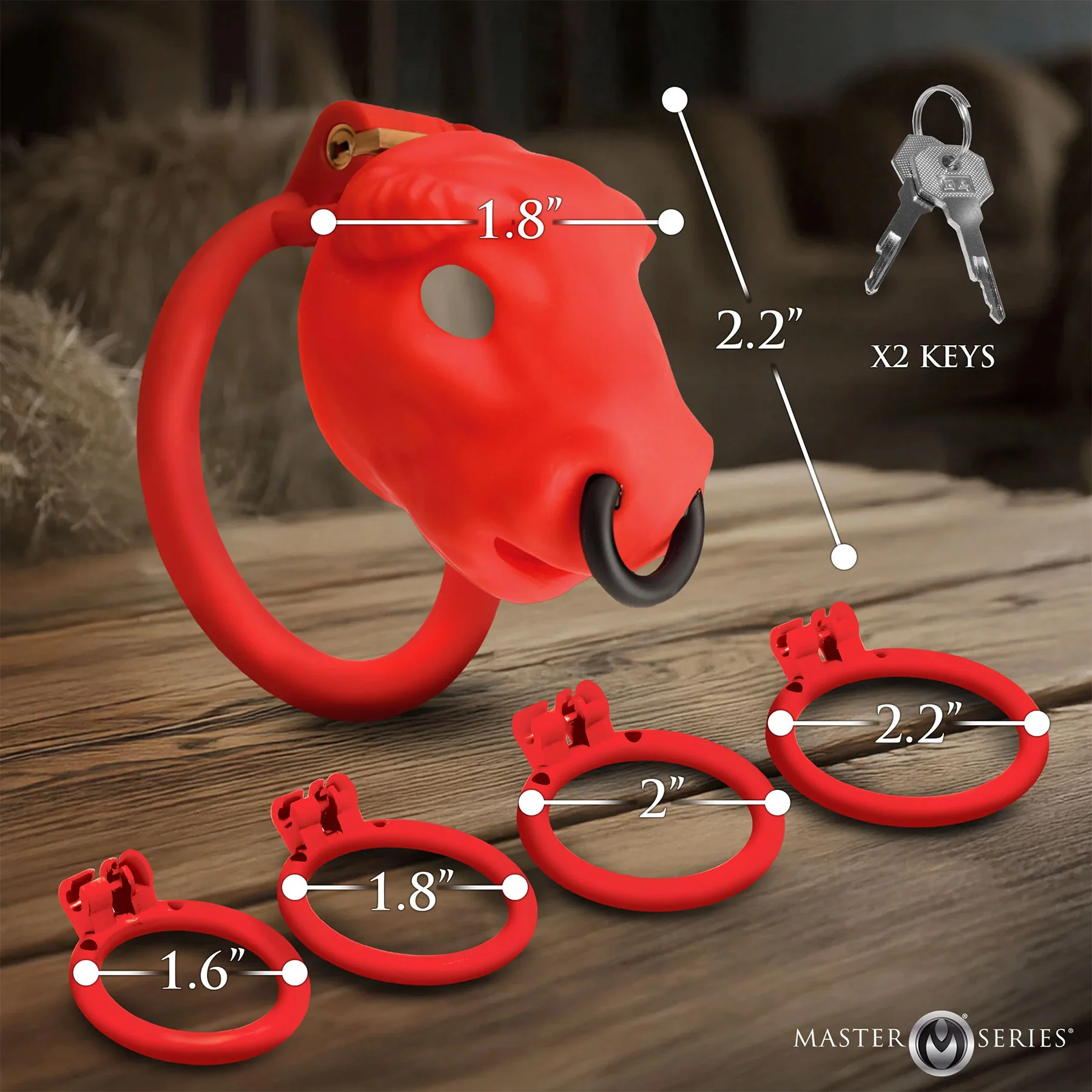 Master Series Bull Chastity Cage With 4 Gradually Sized Rings - Image 15