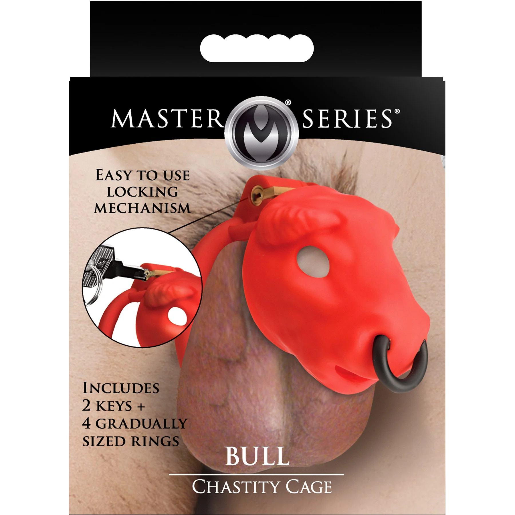 Master Series Bull Chastity Cage With 4 Gradually Sized Rings - Image 18
