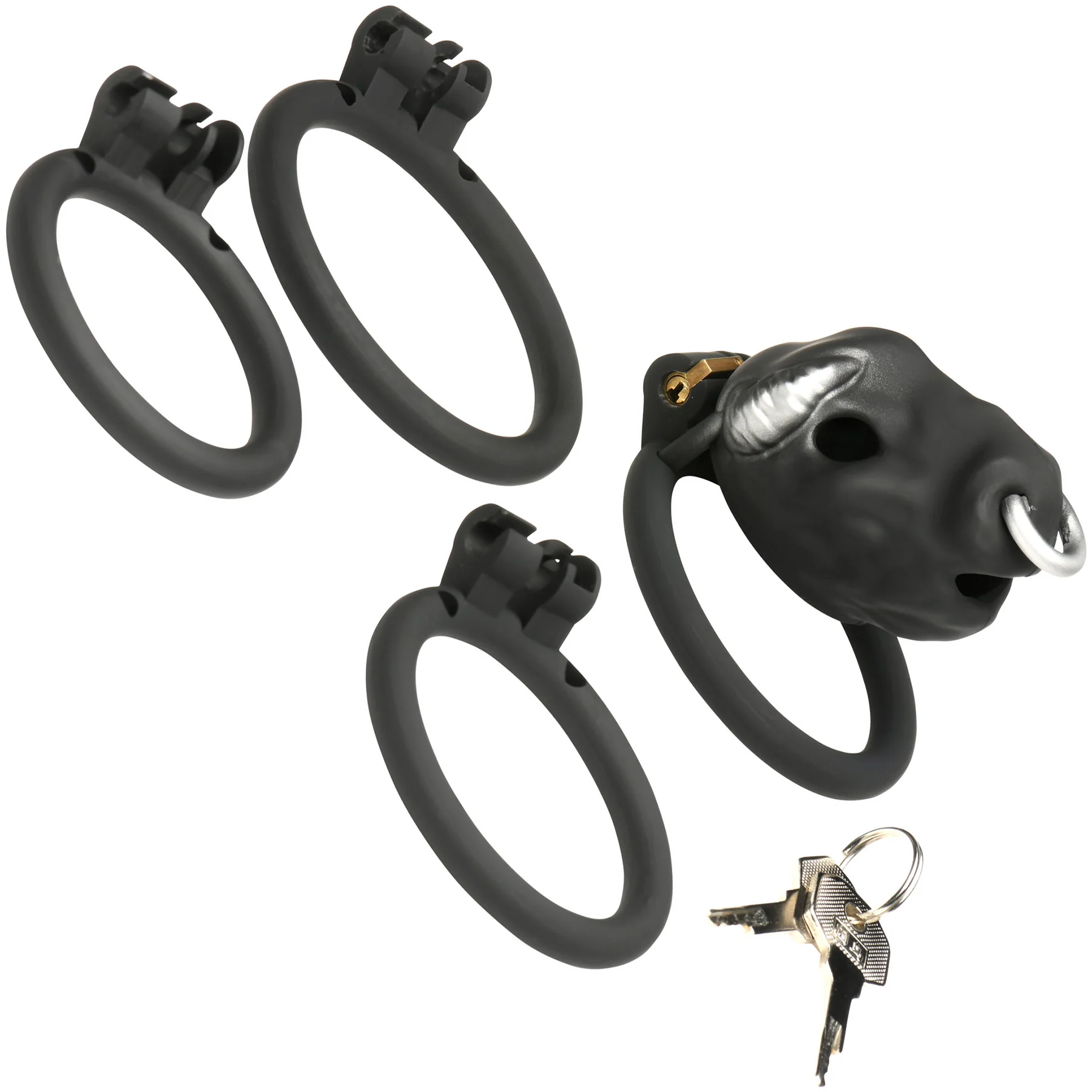 Master Series Bull Chastity Cage With 4 Gradually Sized Rings - Image 8