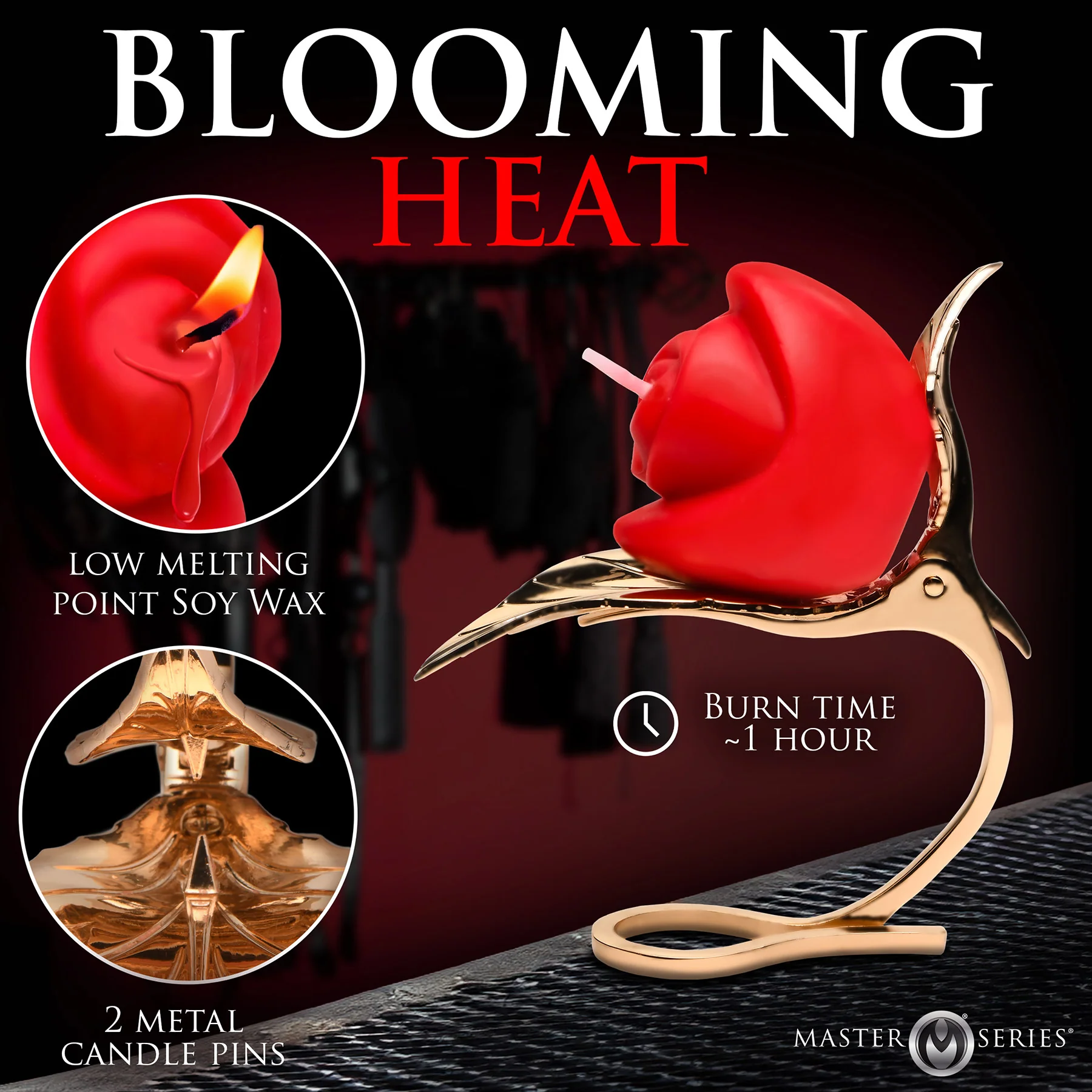 Master Series Burning Passion Rose Candle With Holder - Image 3