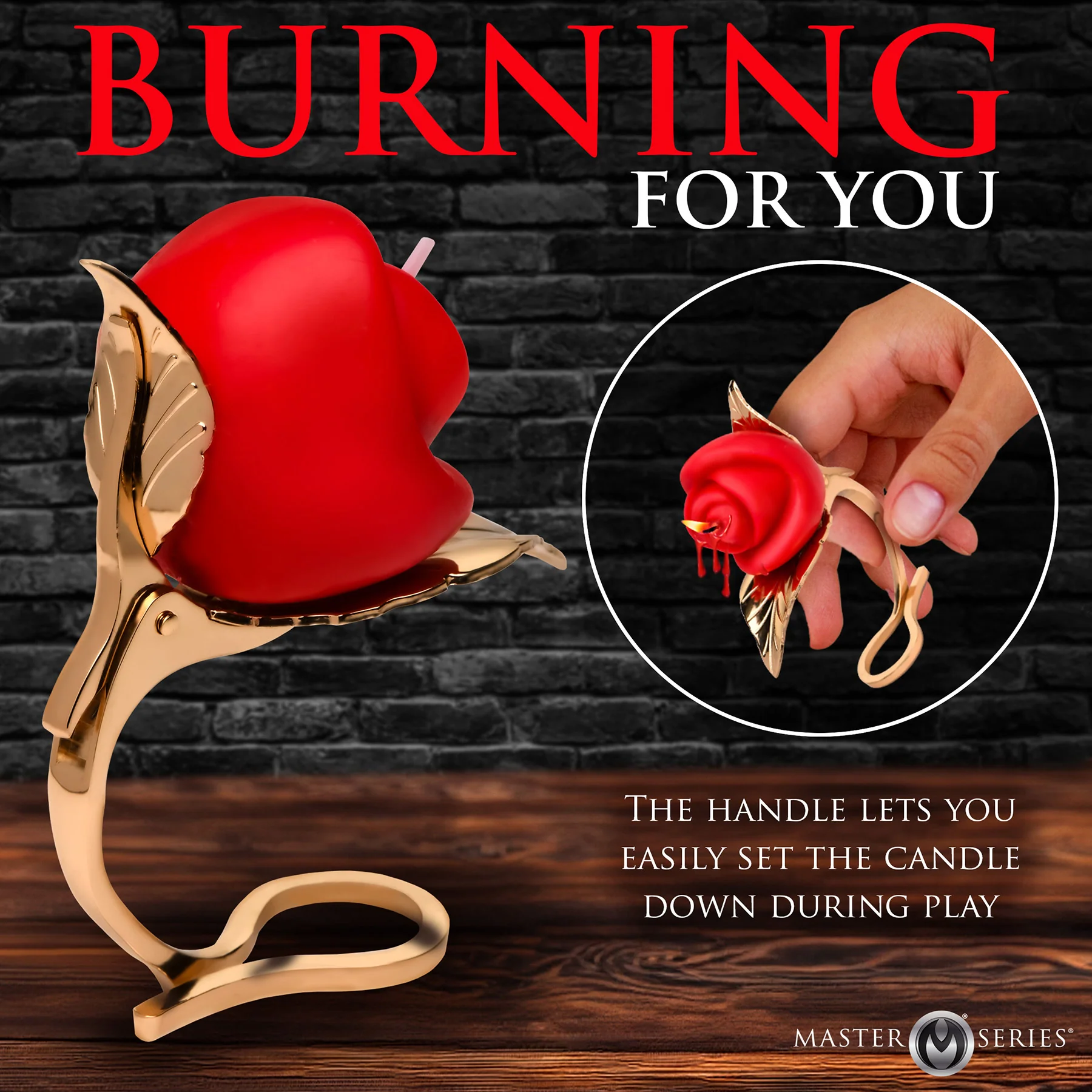 Master Series Burning Passion Rose Candle With Holder - Image 6