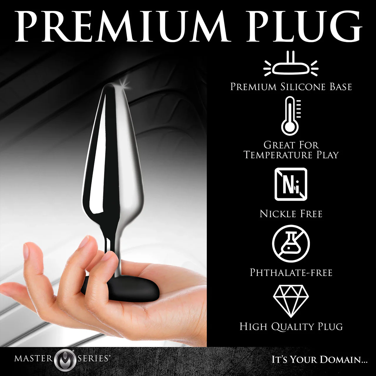 Master Series Butt Slut Metal & Silicone Butt Plug - Image 7