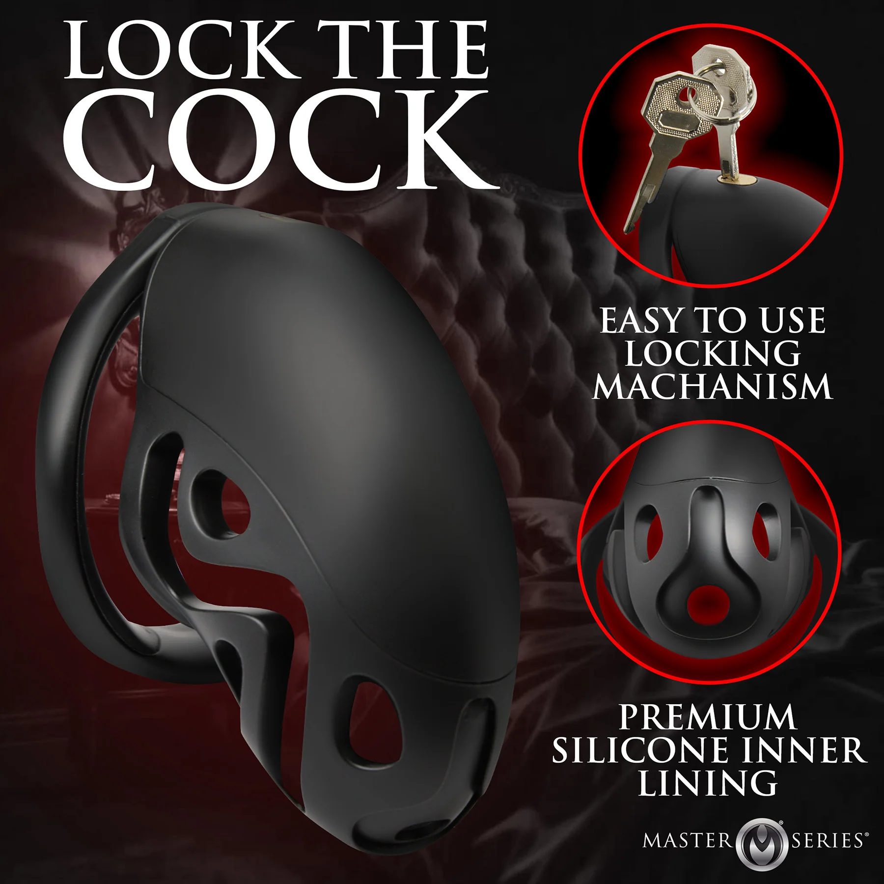 Master Series Captor Chastity Cage With 3 Size Rings - Image 2