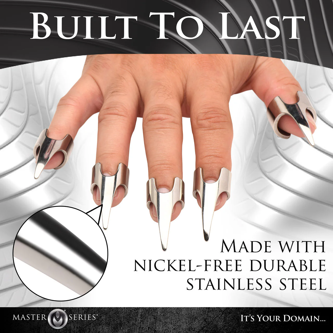 Master Series Clawed 5-Piece Sensational Fingertip Play Rings - Stainless Steel - Image 10
