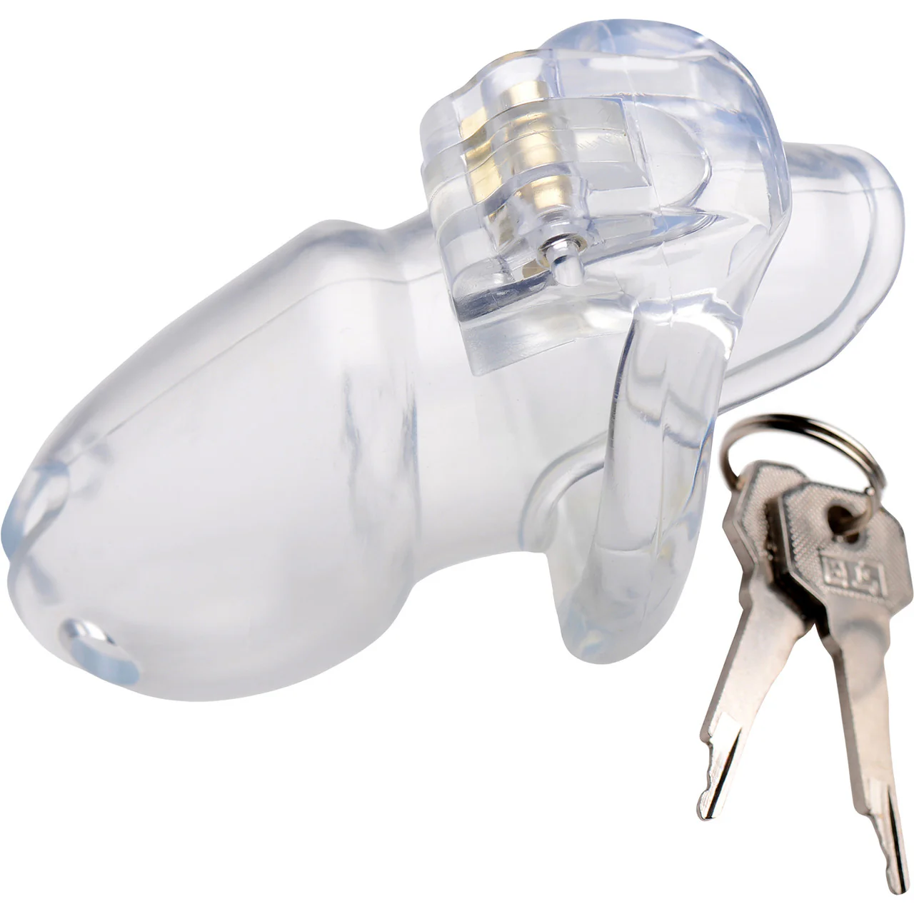 Master Series Clear Captor Chastity Cage With Keys - Large, Clear - Image 3