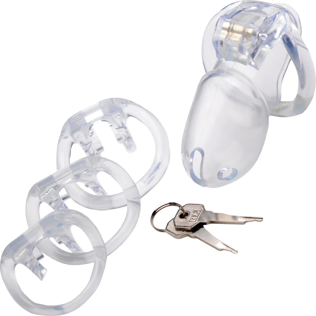 Master Series Clear Captor Chastity Cage With Keys - Large, Clear - Image 5