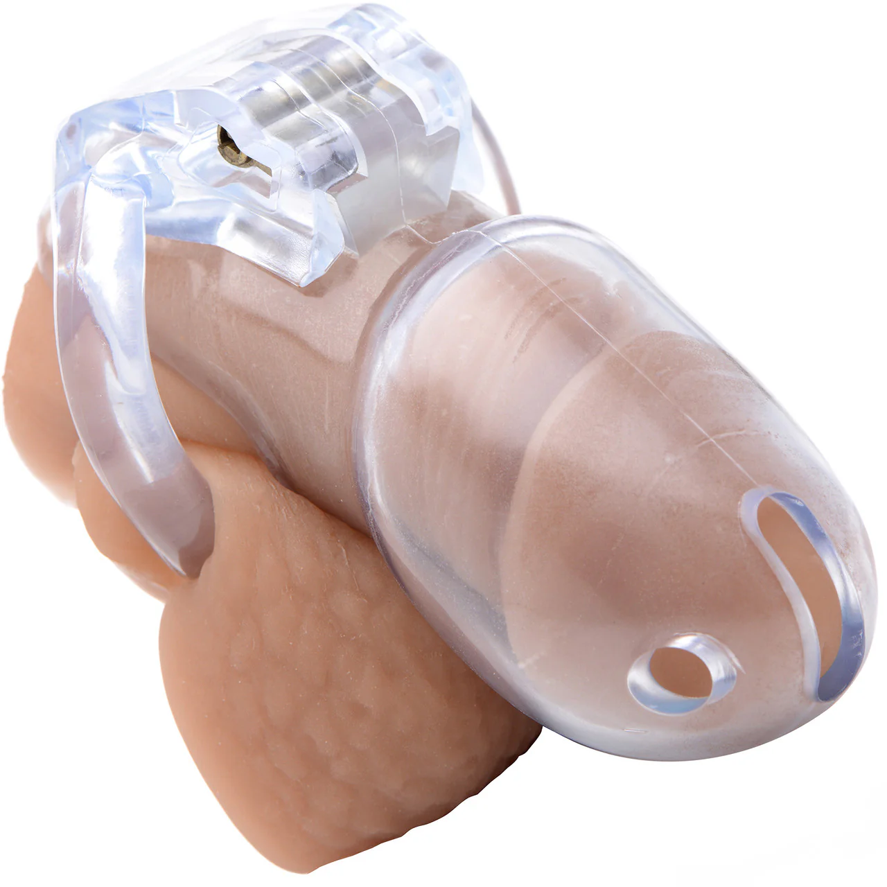 Master Series Clear Captor Chastity Cage With Keys - Small, Clear - Image 3