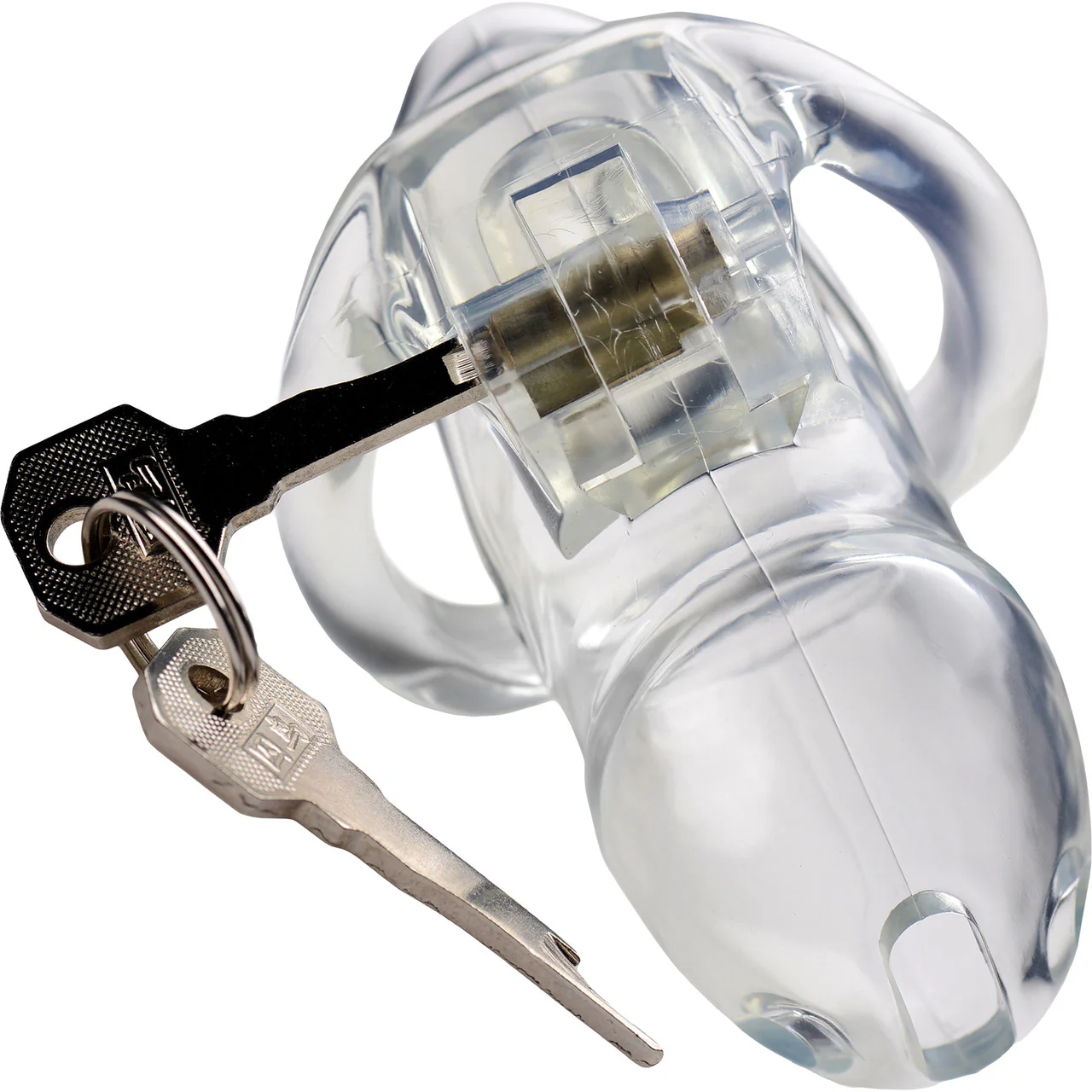 Master Series Clear Captor Chastity Cage With Keys - Small, Clear - Image 4
