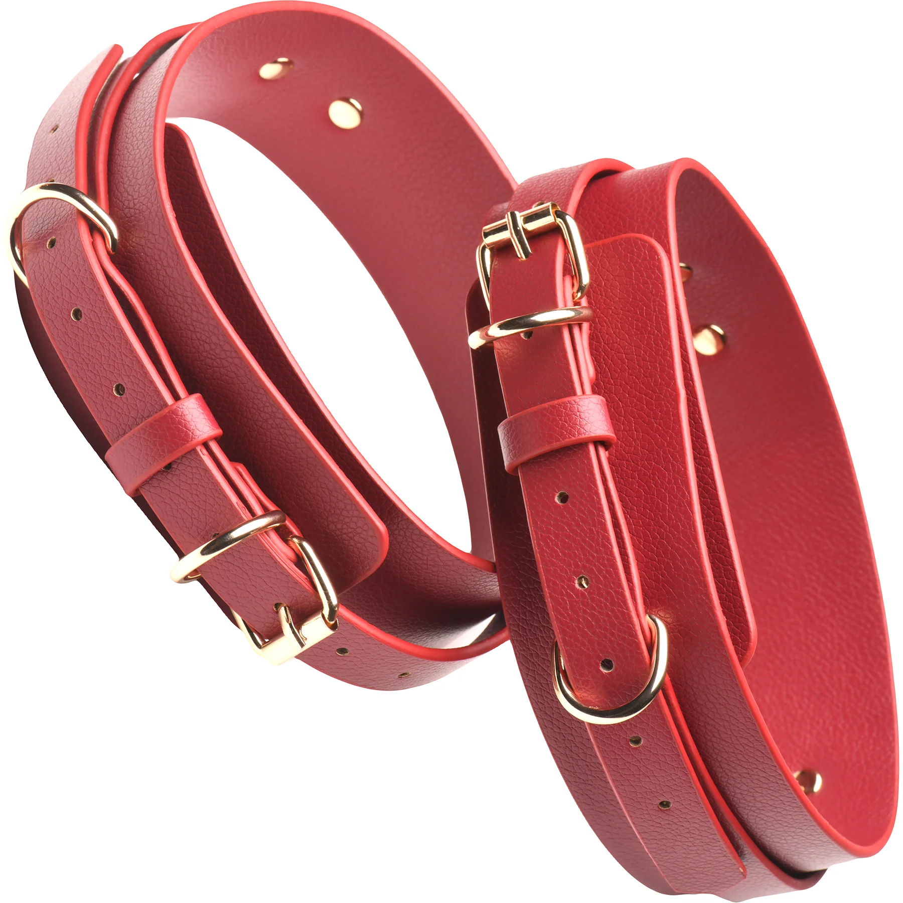 Master Series Crimson Captive Thigh, Wrist & Ankle Hog Tie Restraints - Red - Image 5