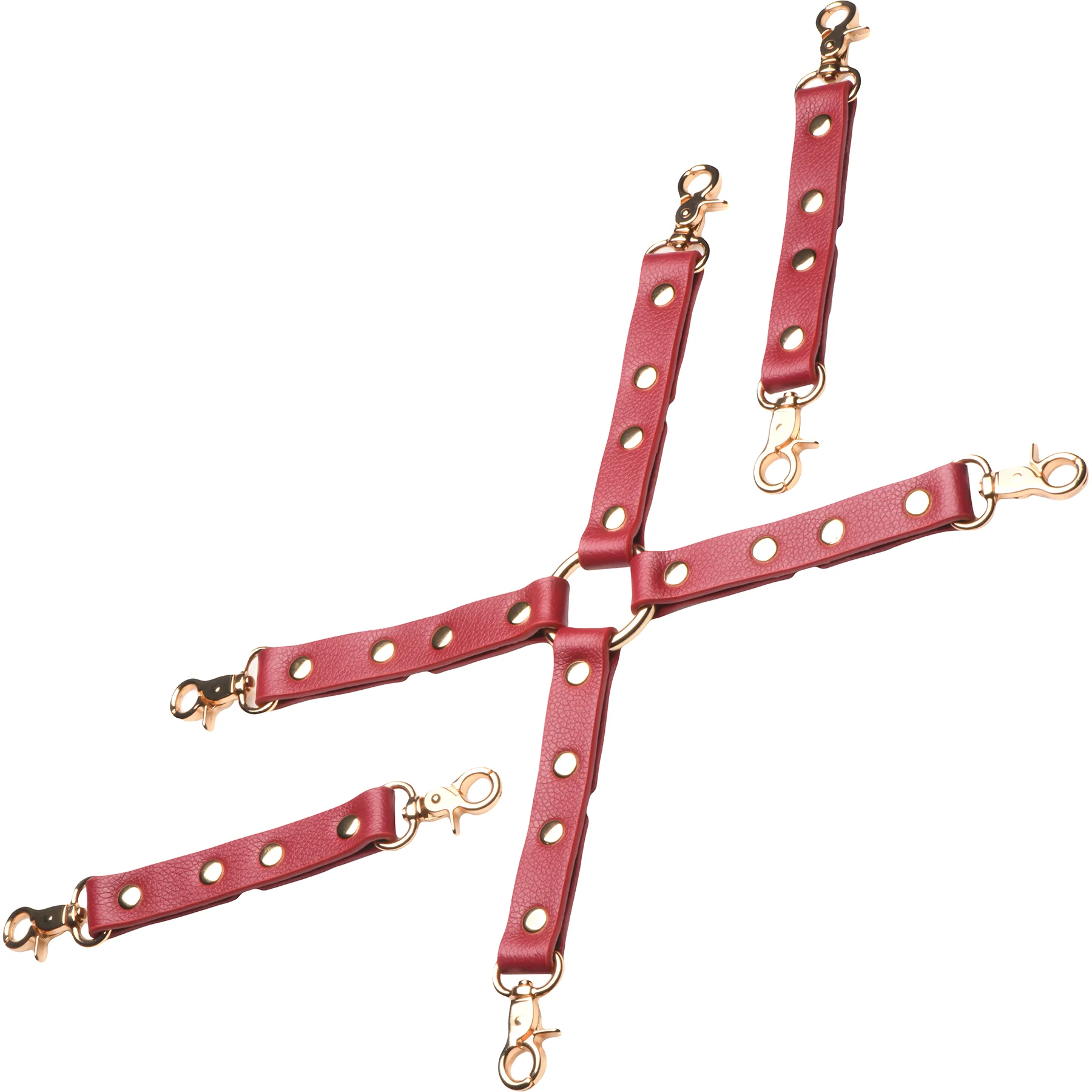 Master Series Crimson Captive Thigh, Wrist & Ankle Hog Tie Restraints - Red - Image 9