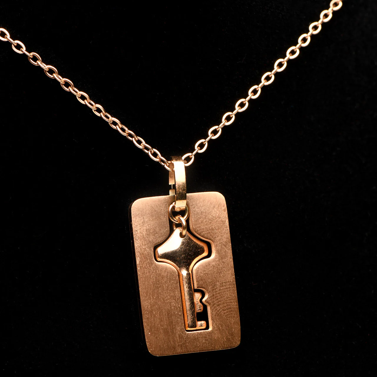 Master Series Cuffed Locking Bracelet & Key Necklace - Rose Gold - Image 7