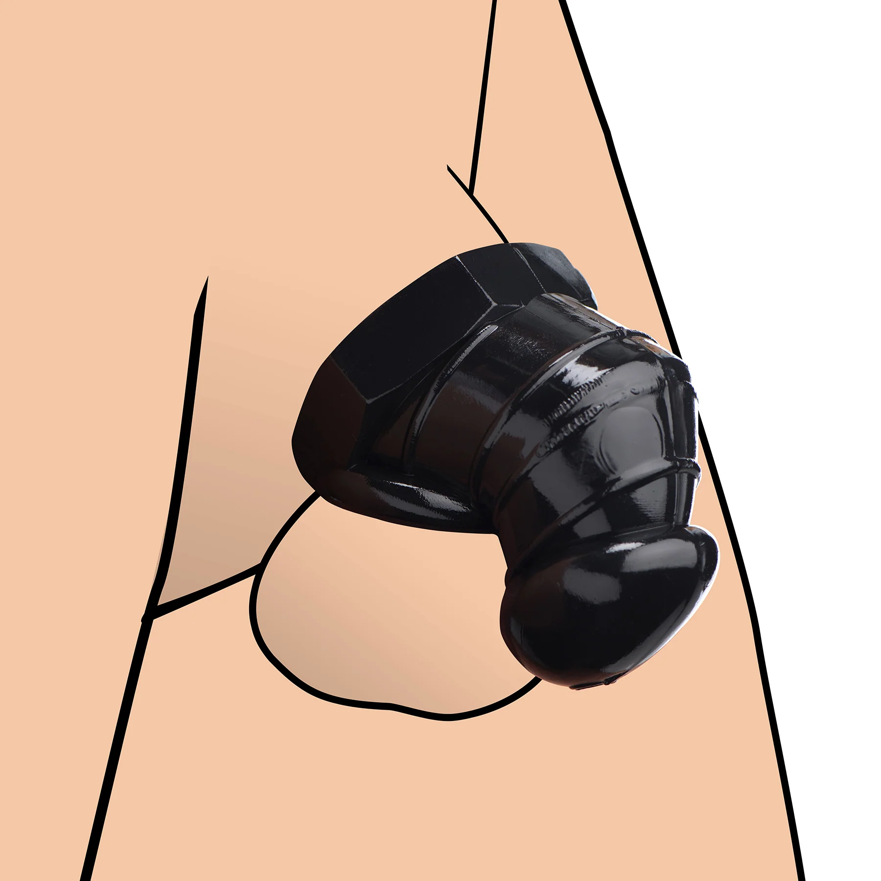 Master Series Detained Restrictive Chastity Cage With Nubs - Black - Image 7