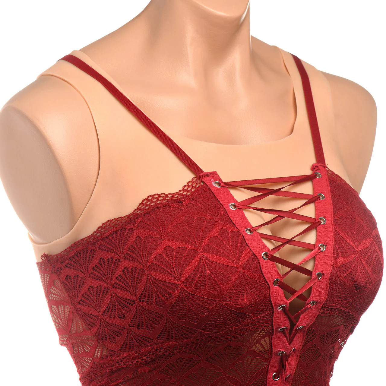 Master Series Perky Pair D-Cup Wearable Silicone Breasts - Vanilla - Image 13