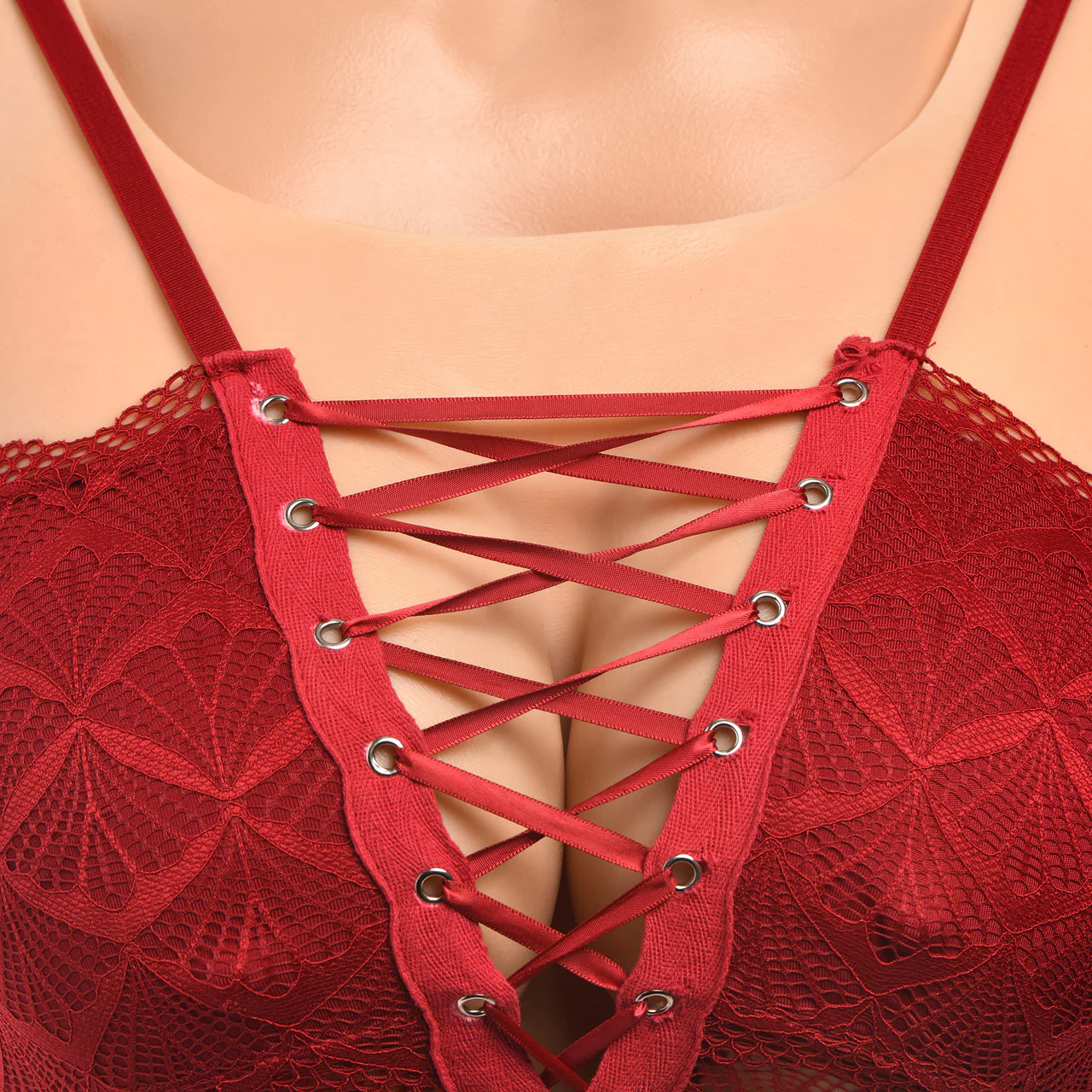 Master Series Perky Pair D-Cup Wearable Silicone Breasts - Vanilla - Image 14