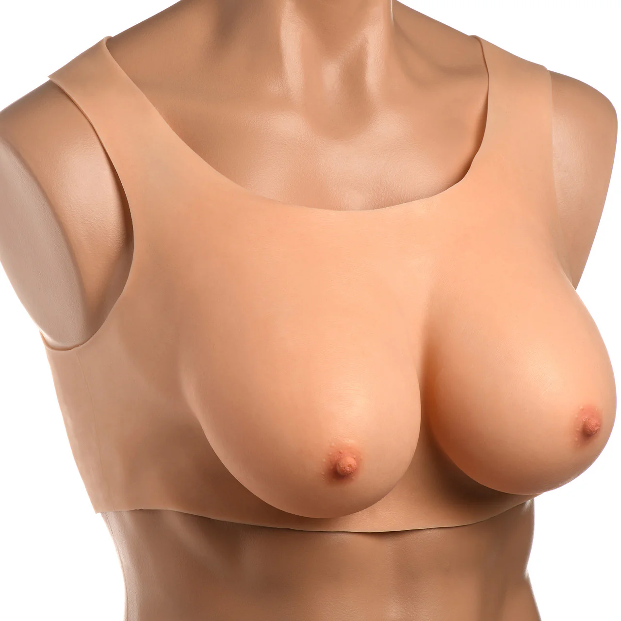 Master Series Perky Pair D-Cup Wearable Silicone Breasts - Vanilla - Image 2
