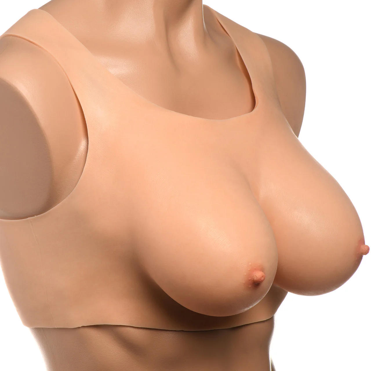 Master Series Perky Pair D-Cup Wearable Silicone Breasts - Vanilla - Image 3