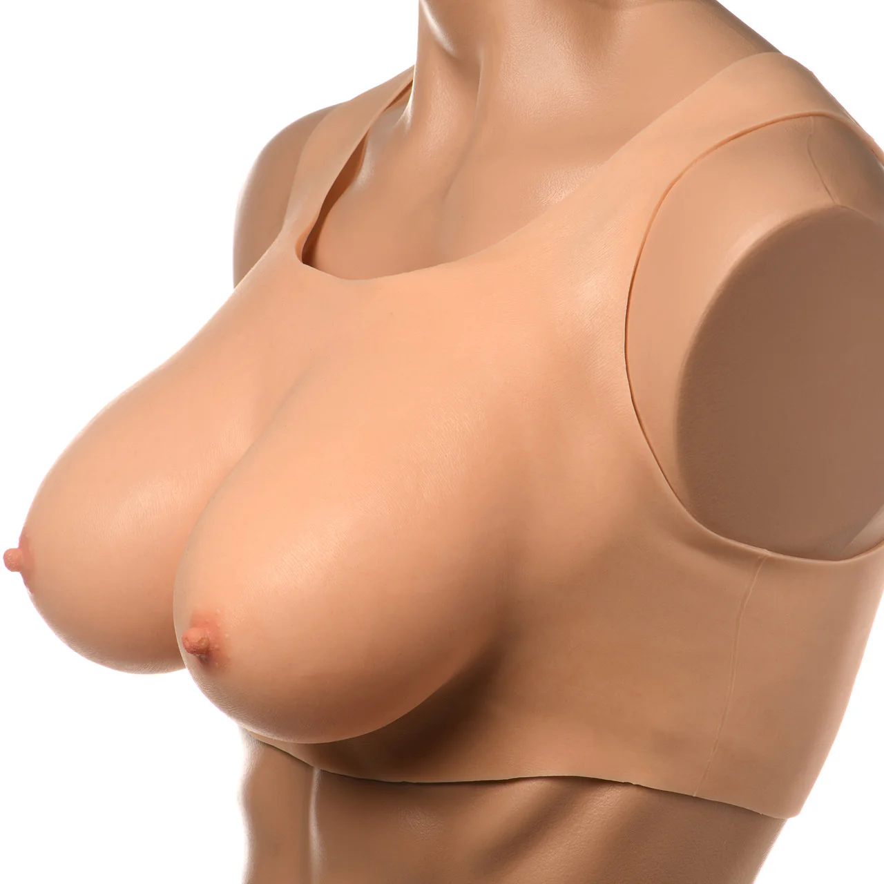 Master Series Perky Pair D-Cup Wearable Silicone Breasts - Vanilla - Image 6