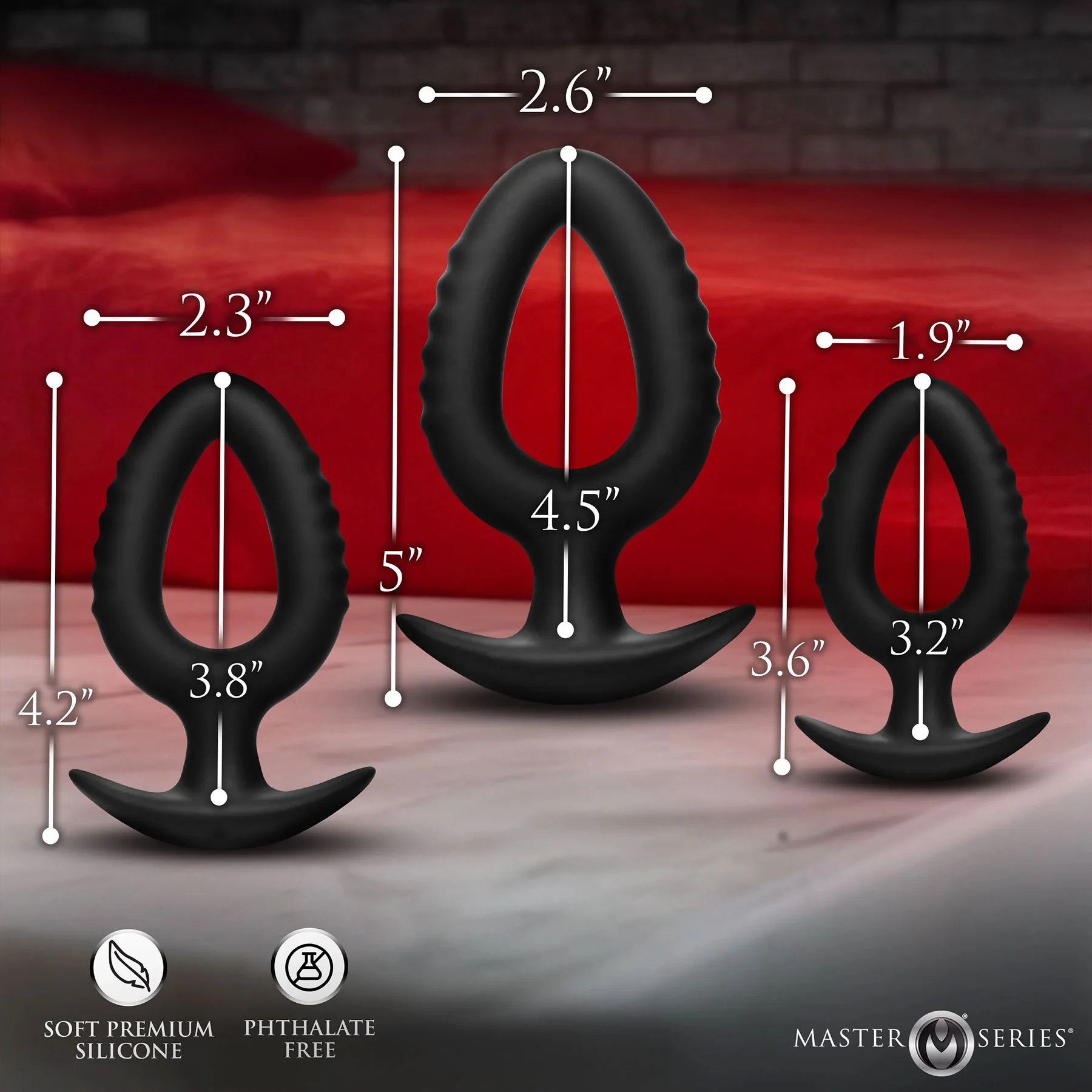 Master Series Pop Plugs 3 Piece Hollow Silicone Anal Trainer Set - Image 4