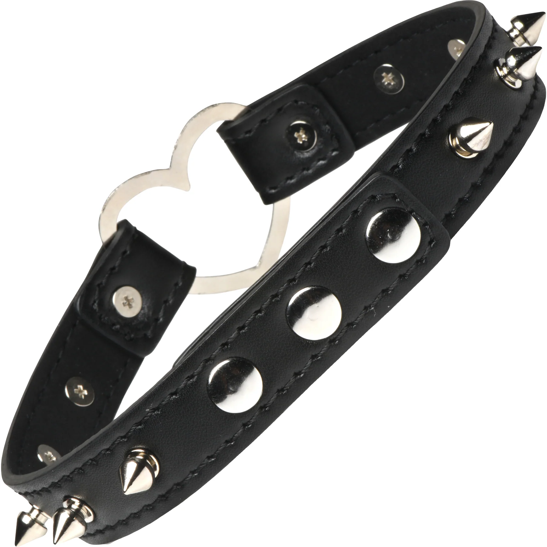 Master Series Spiked Heart Choker - Black - Image 5