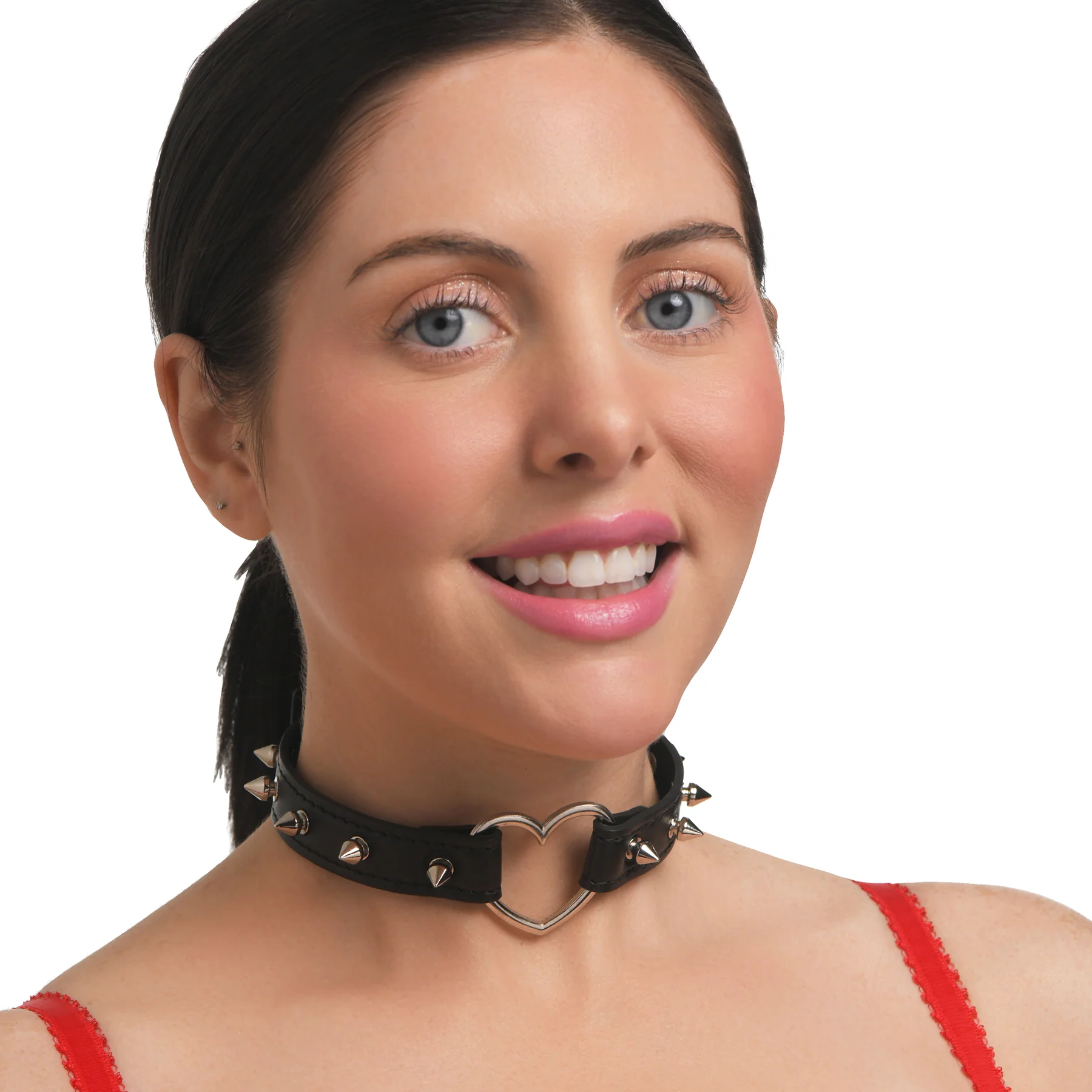 Master Series Spiked Heart Choker - Black - Image 7