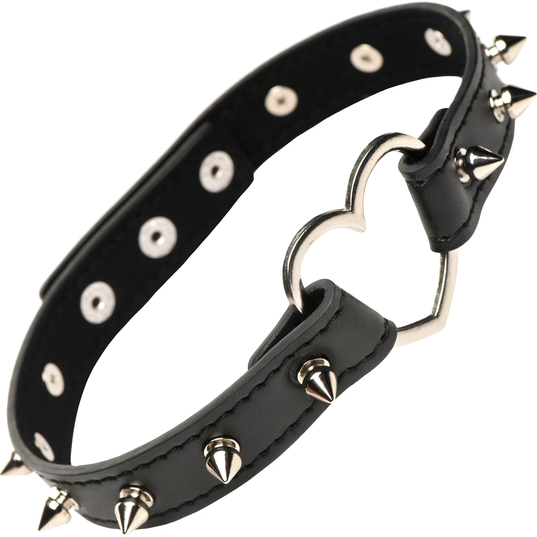 Master Series Spiked Heart Choker - Black - Image 8