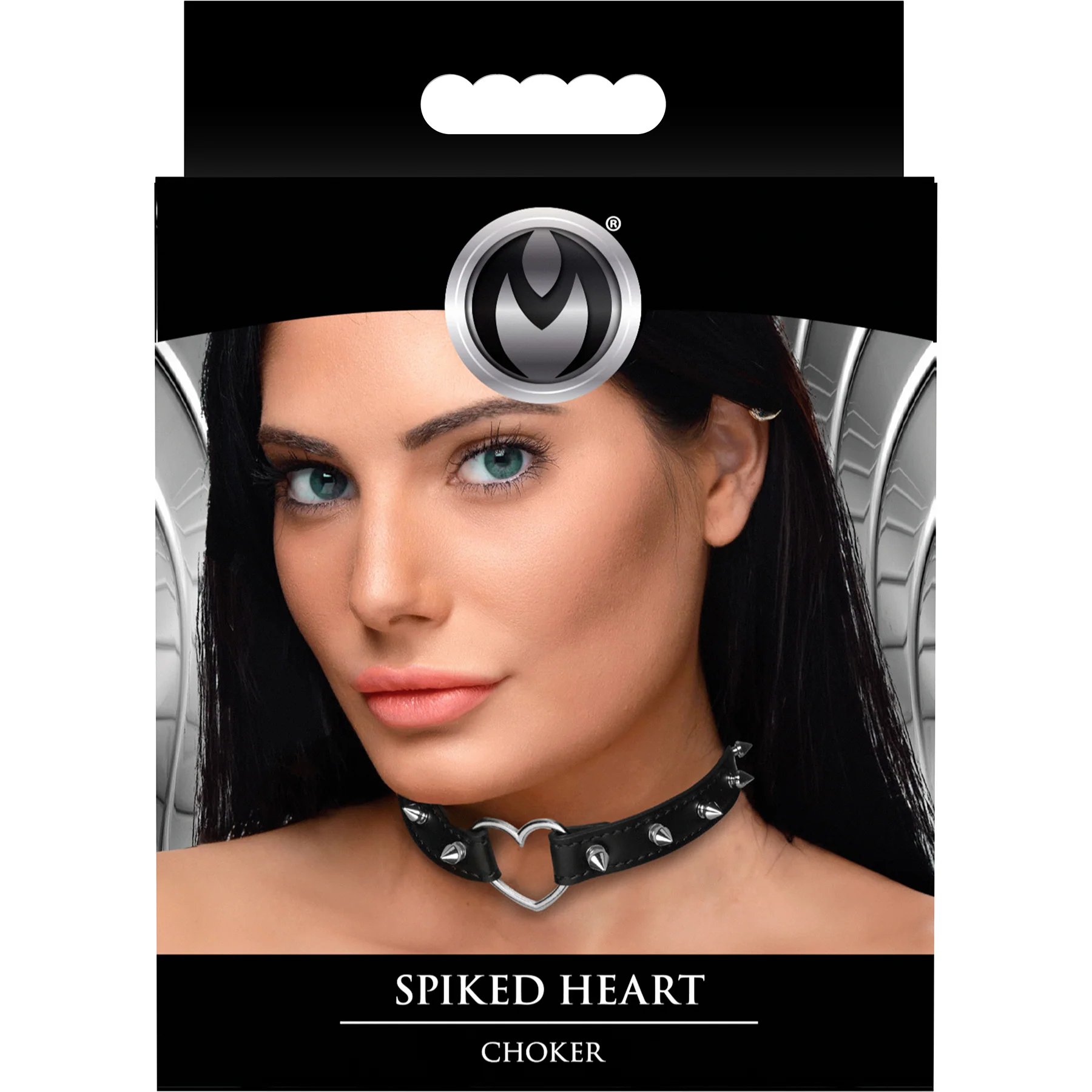 Master Series Spiked Heart Choker - Black - Image 9