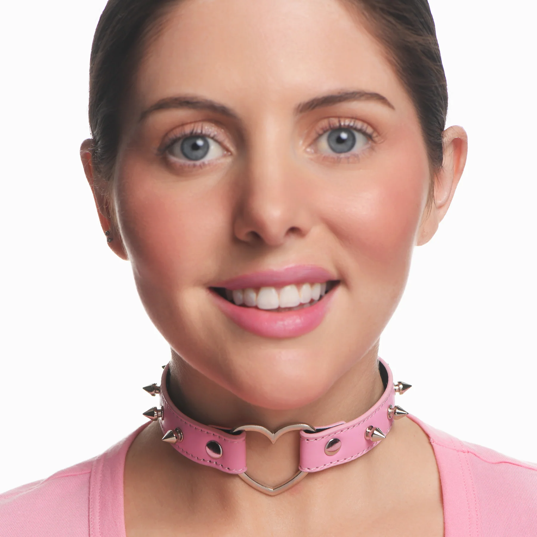 Master Series Spiked Heart Choker - Pink - Image 2