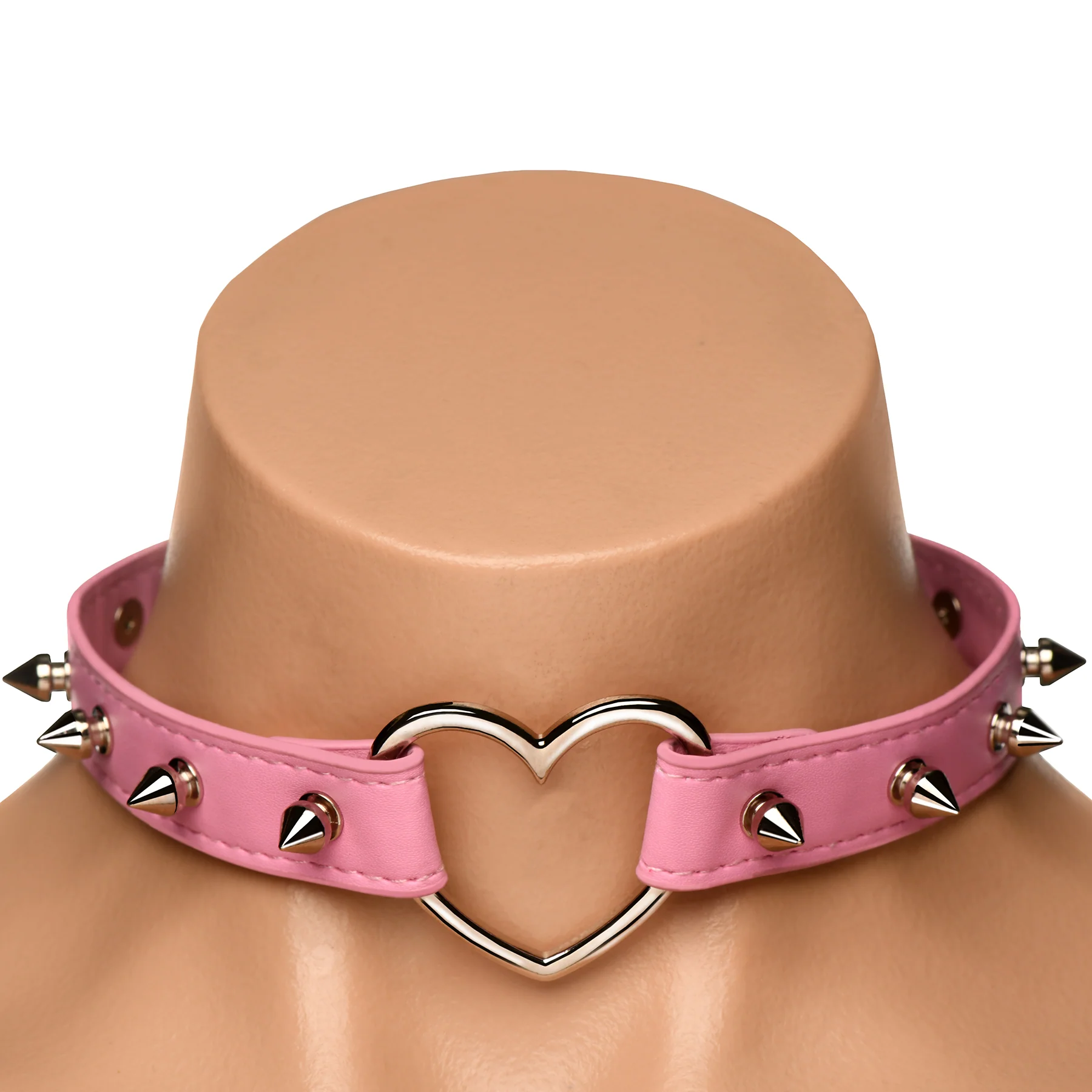 Master Series Spiked Heart Choker - Pink - Image 4