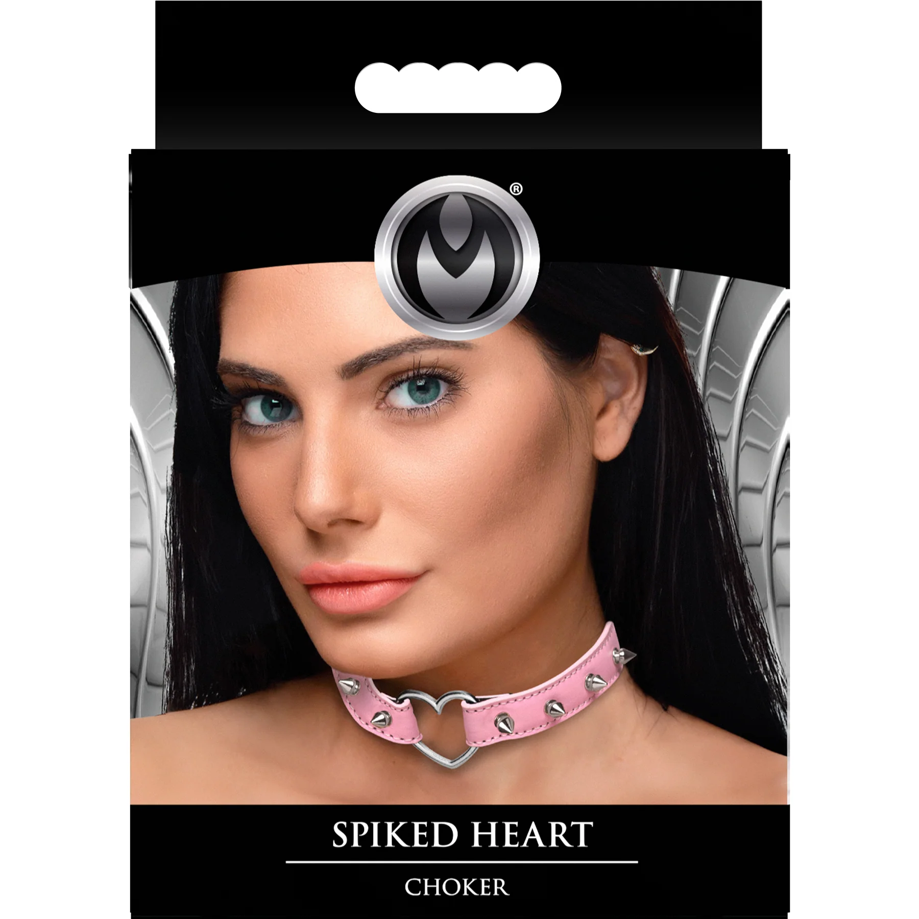 Master Series Spiked Heart Choker - Pink - Image 7