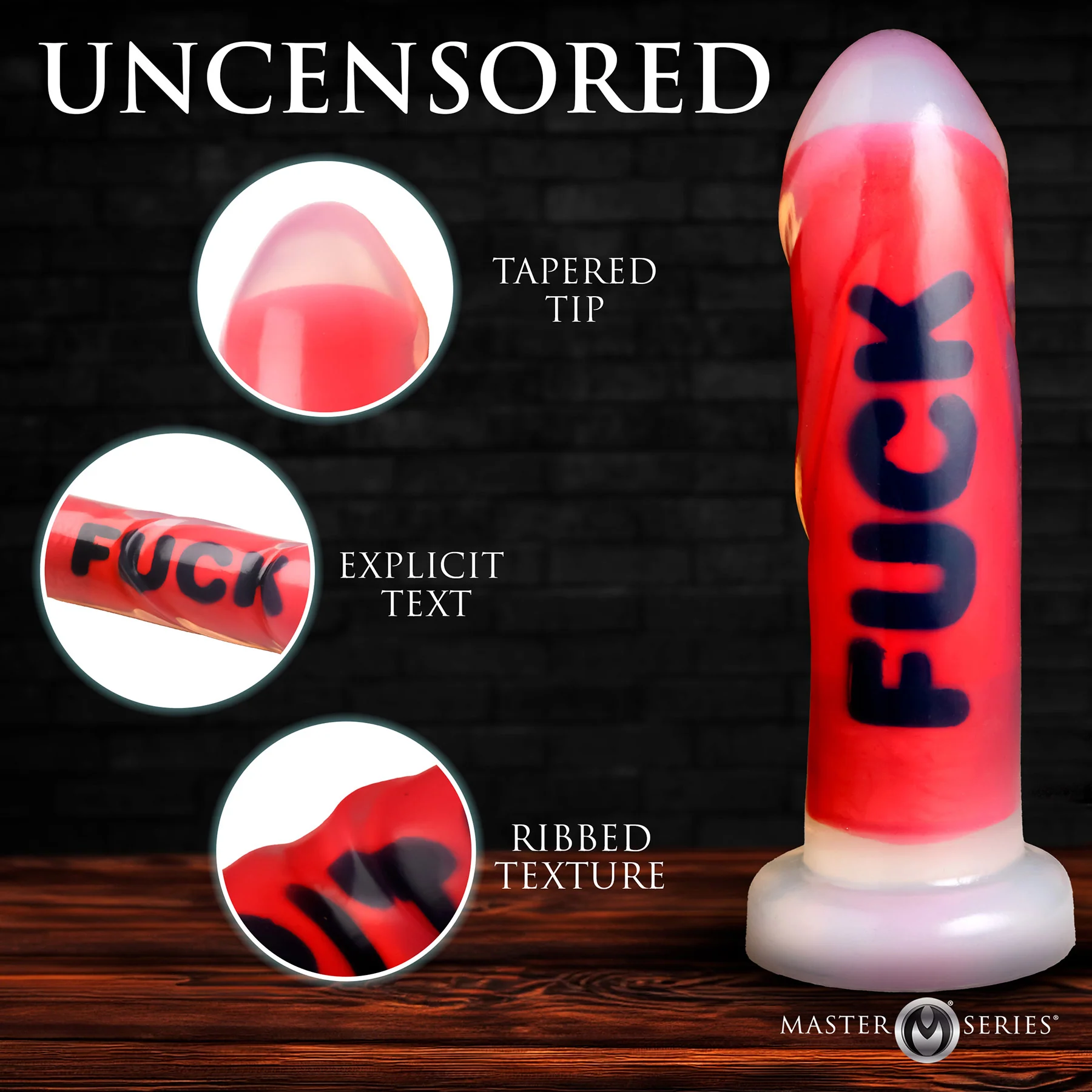 Master Series Explicit Text Silicone Dildo - Image 14