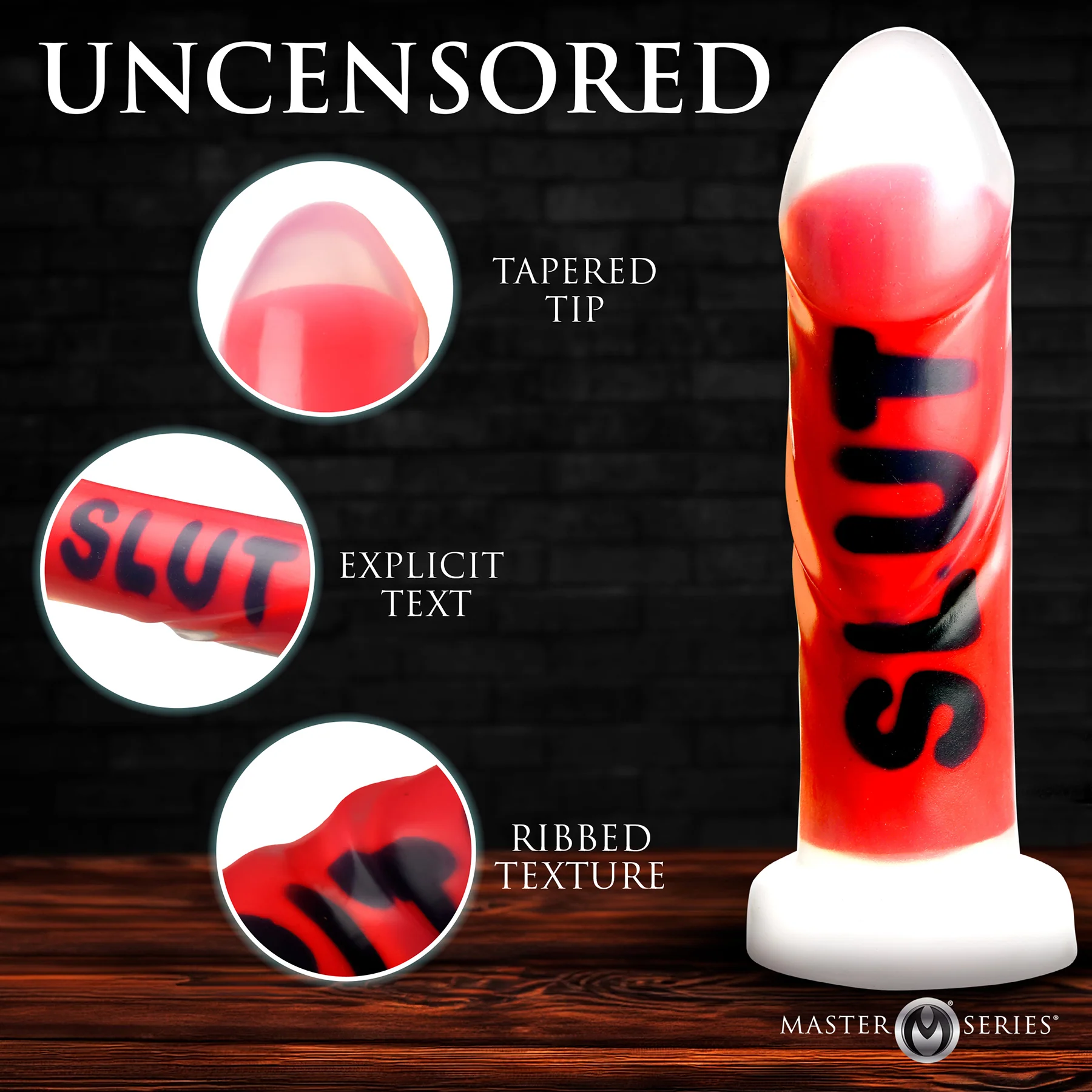 Master Series Explicit Text Silicone Dildo - Image 21