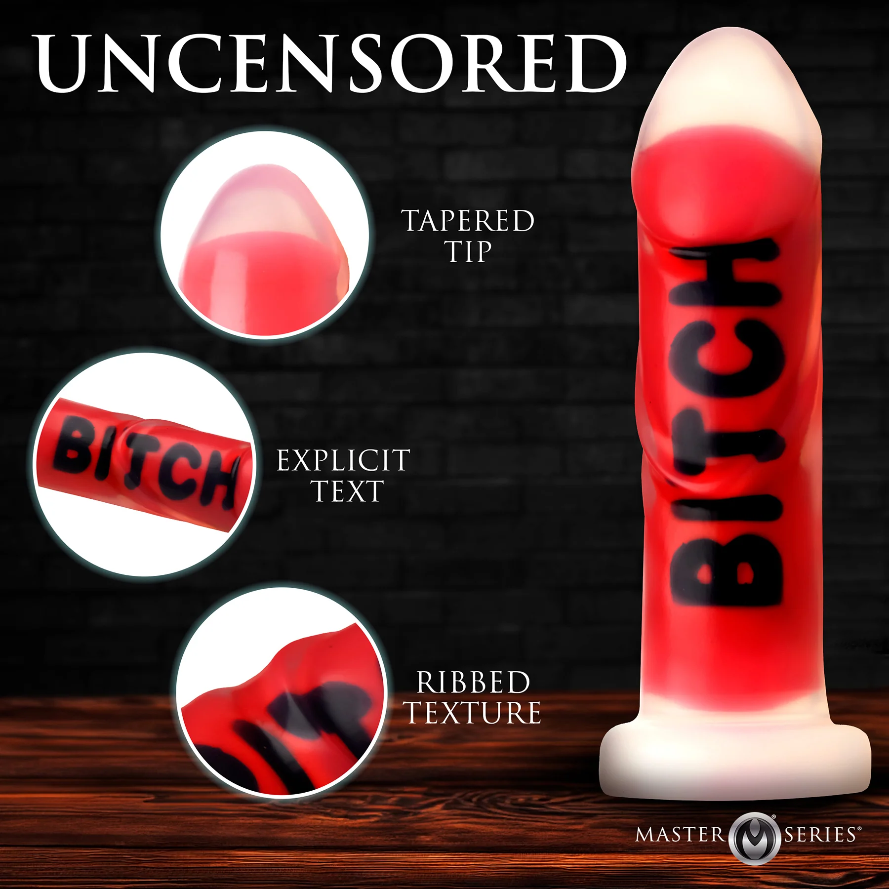 Master Series Explicit Text Silicone Dildo - Image 7