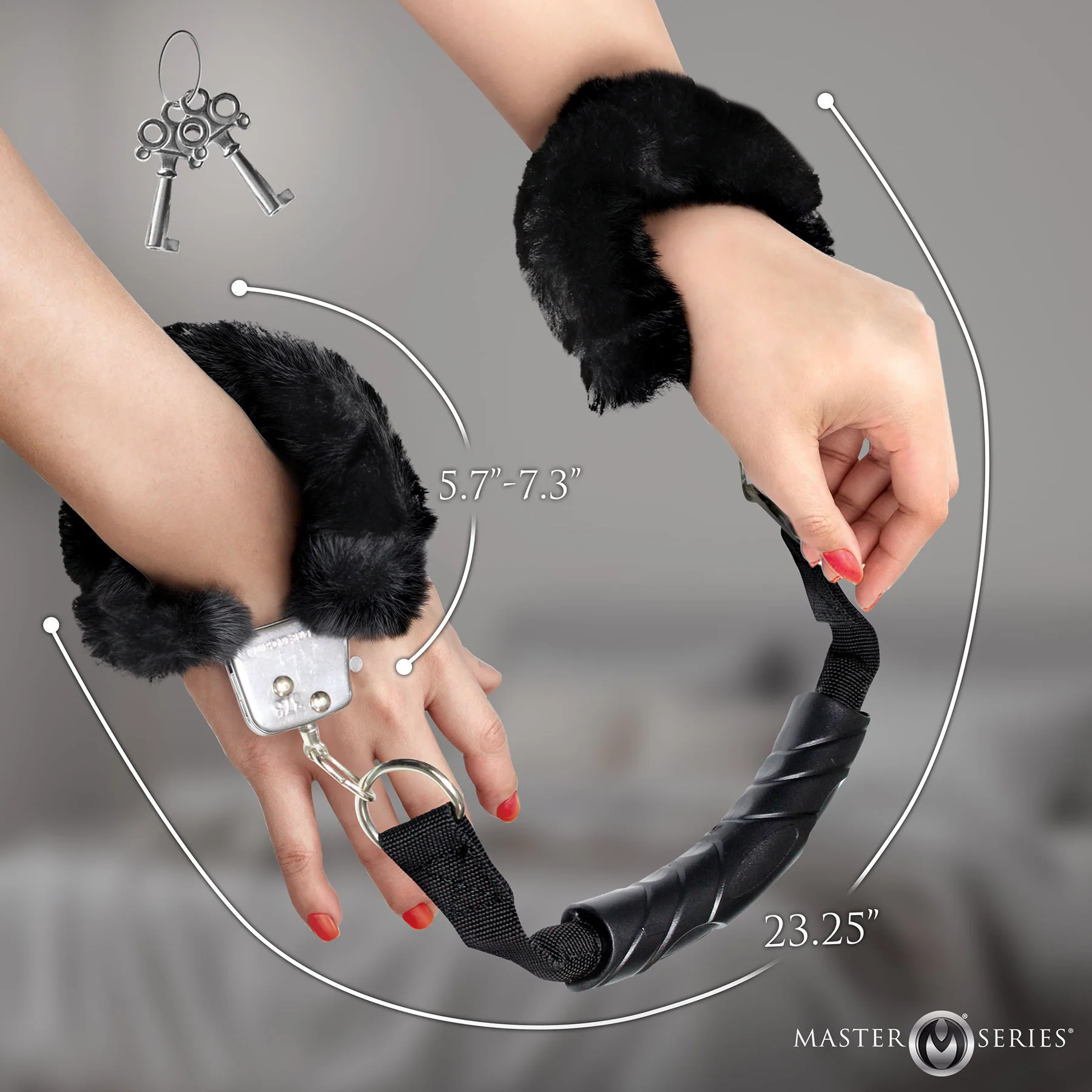Master Series The Handler Furry Handcuffs With Handle - Image 7