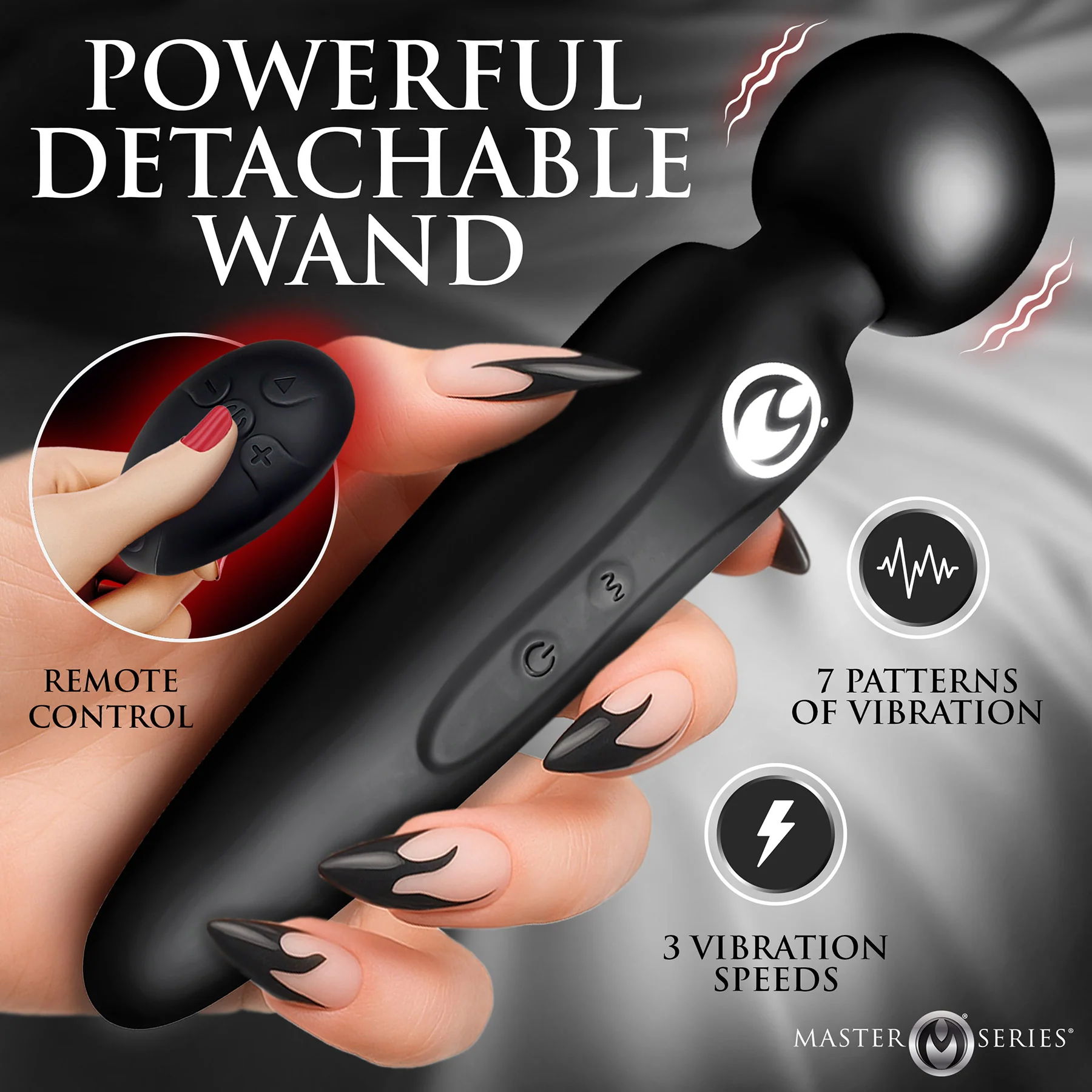 Master Series Thunderstick Thigh Strap Vibrating Wand With Harness & Remote - Image 4