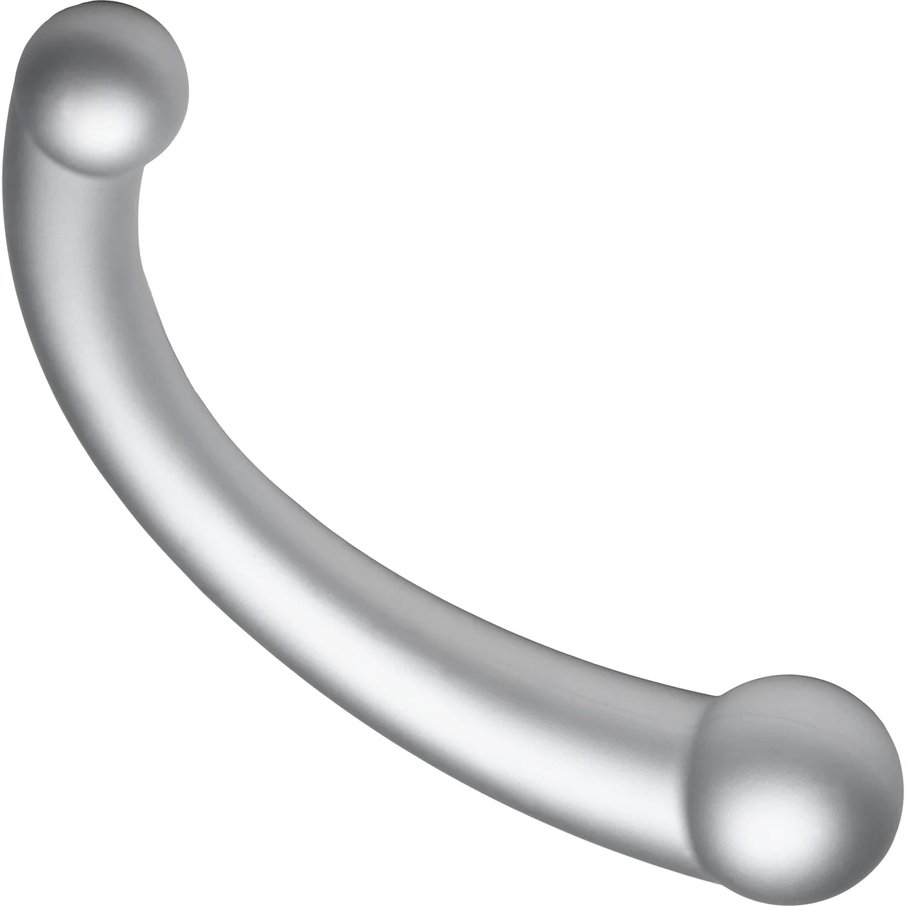 Master Series Vibra-Crescent Rechargeable Silicone Vibrating Dual Ended Dildo - Silver - Image 2
