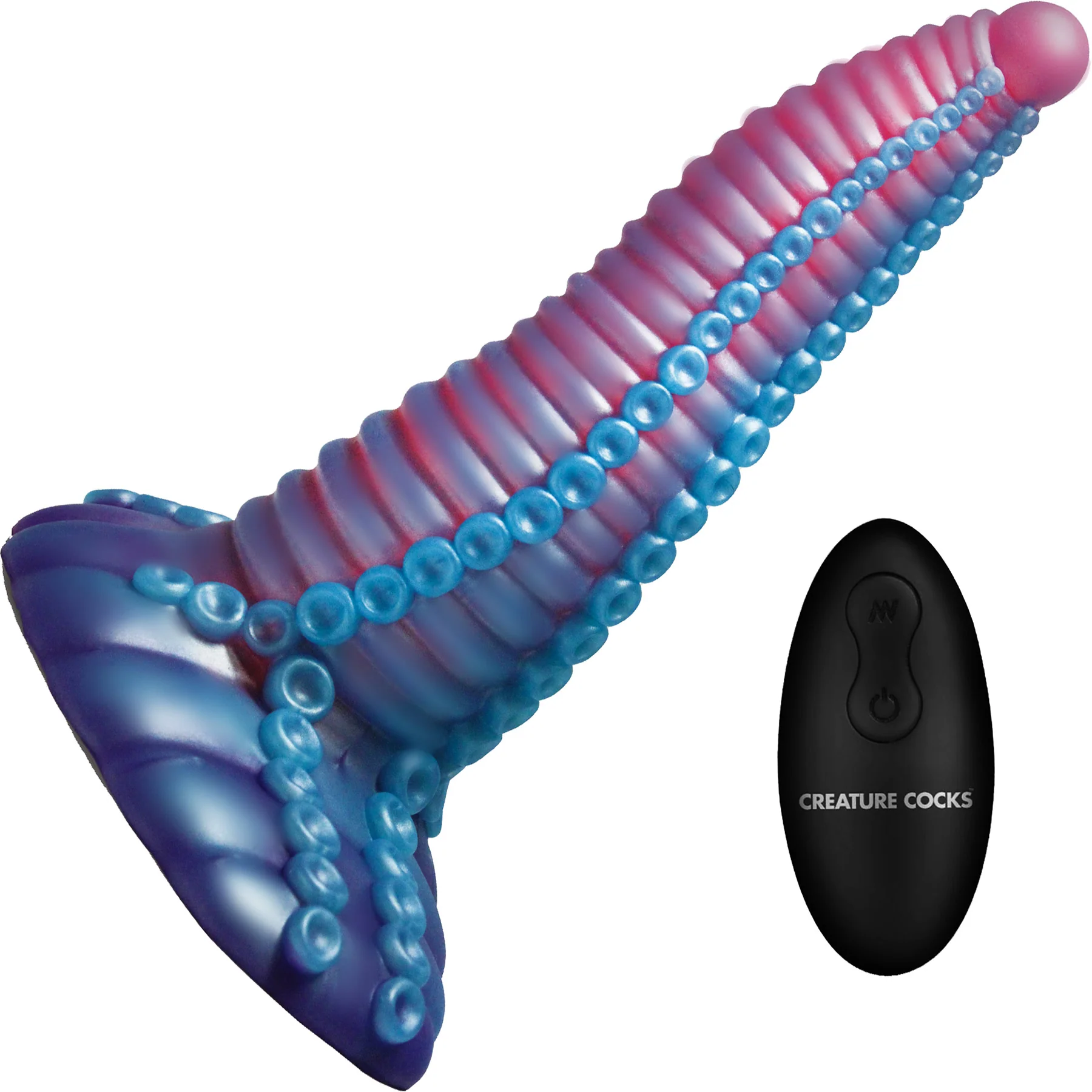 Mega-Tenta 8" Vibrating Silicone Suction Cup Dildo With Remote By Creature Cocks