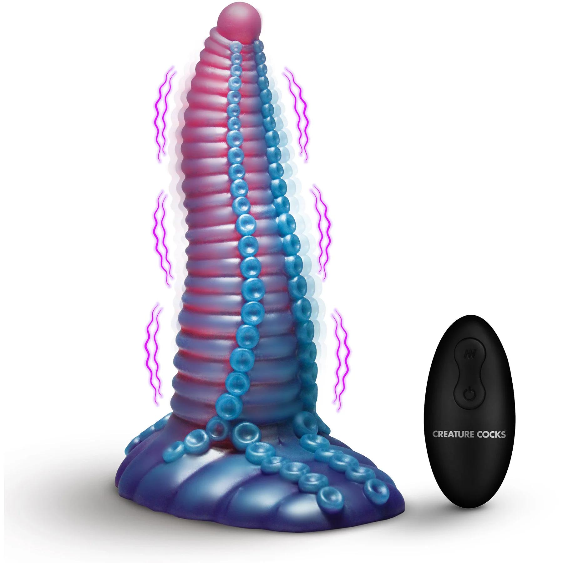 Mega-Tenta 8" Vibrating Silicone Suction Cup Dildo With Remote By Creature Cocks - Image 3