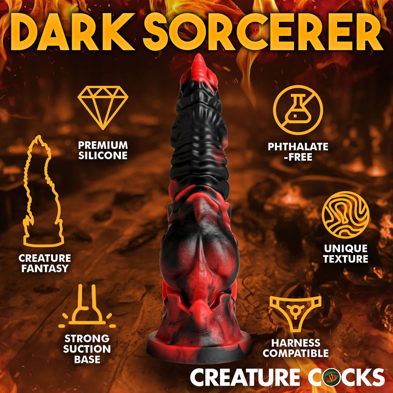 Mephisto 7.25" Silicone Suction Cup Dildo By Creature Cocks - Image 9
