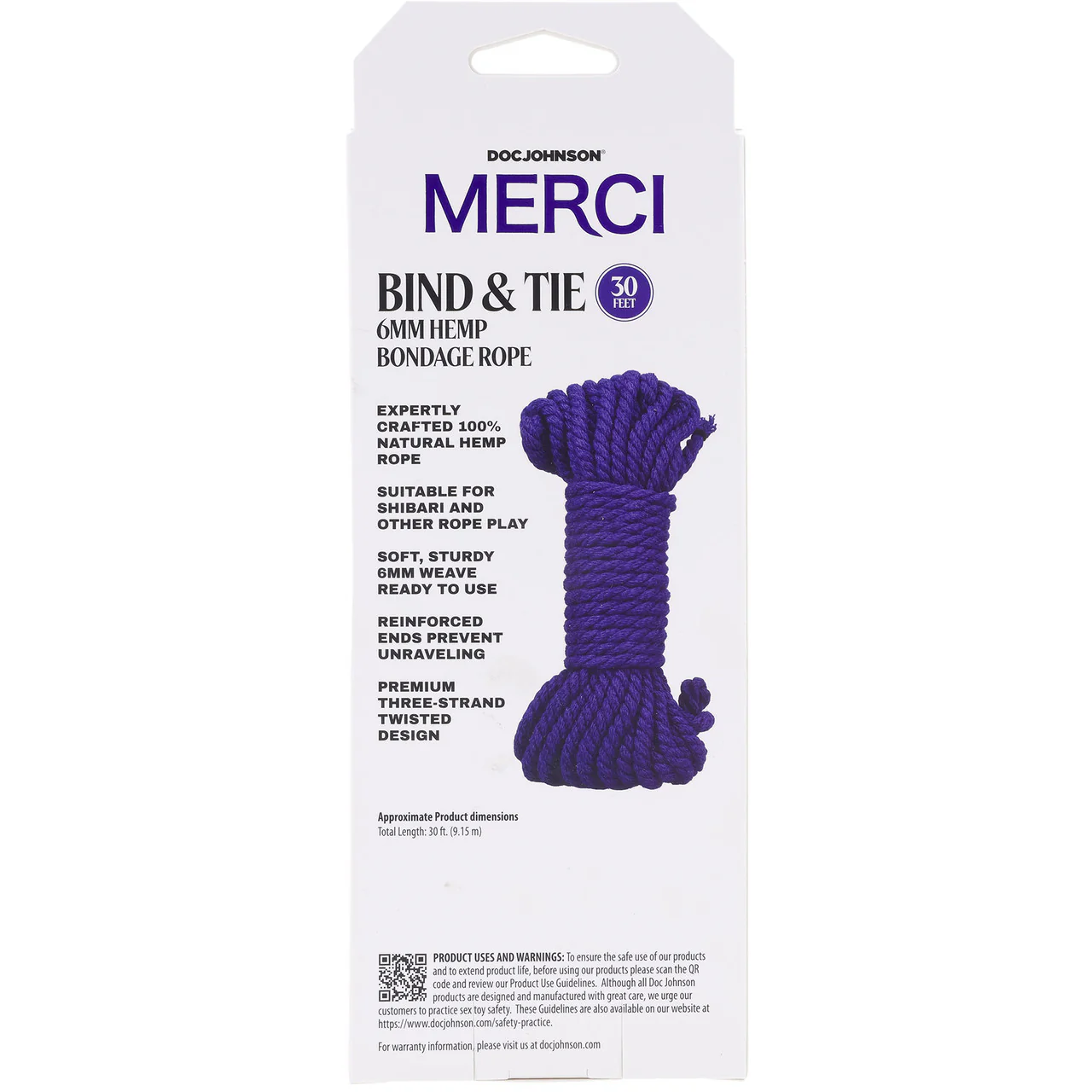 MERCI Bind & Tie 30 Foot Hemp Bondage Rope By Doc Johnson - Violet - Image 5