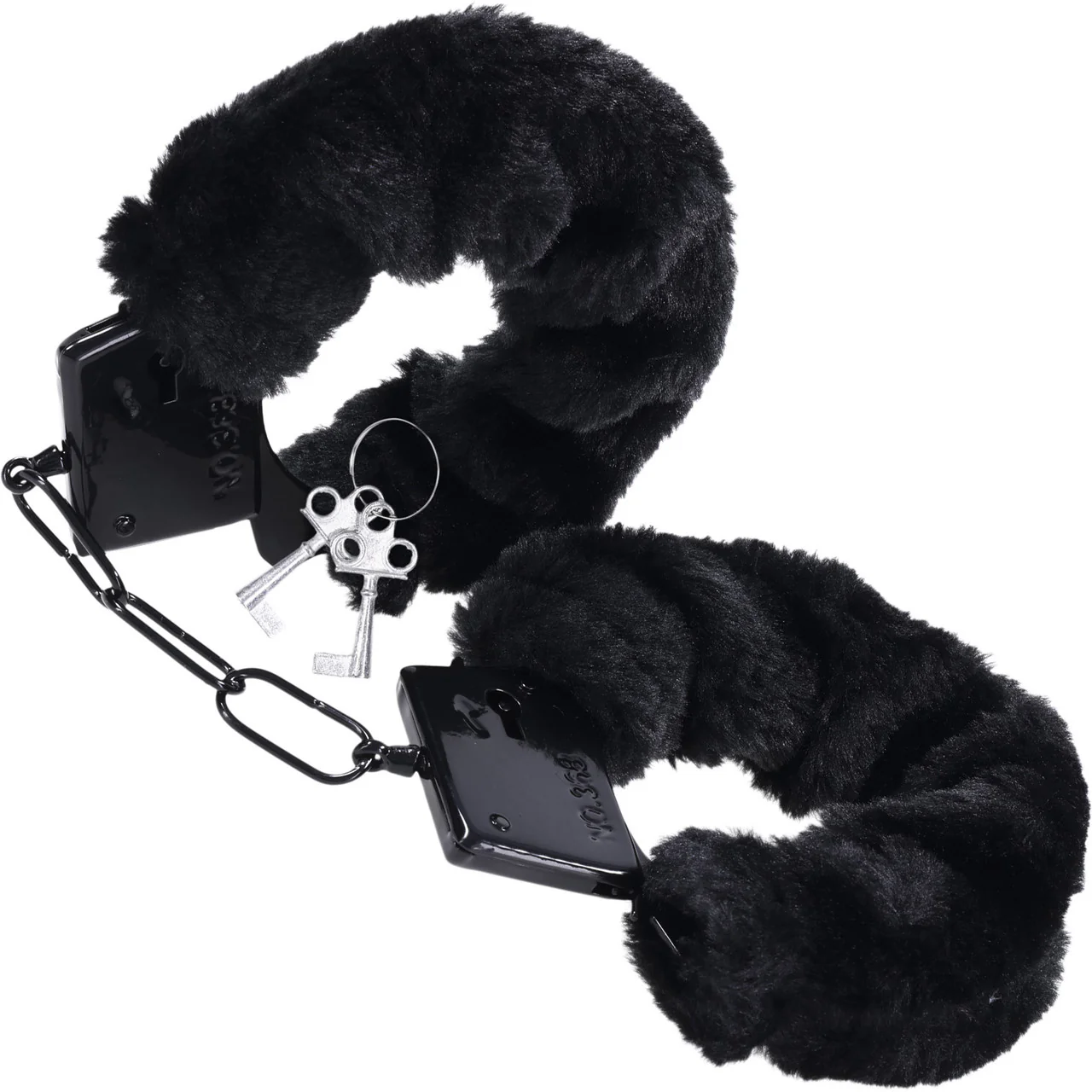 MERCI Fluff Cuffs Furry Handcuffs By Doc Johnson - Black - Image 3