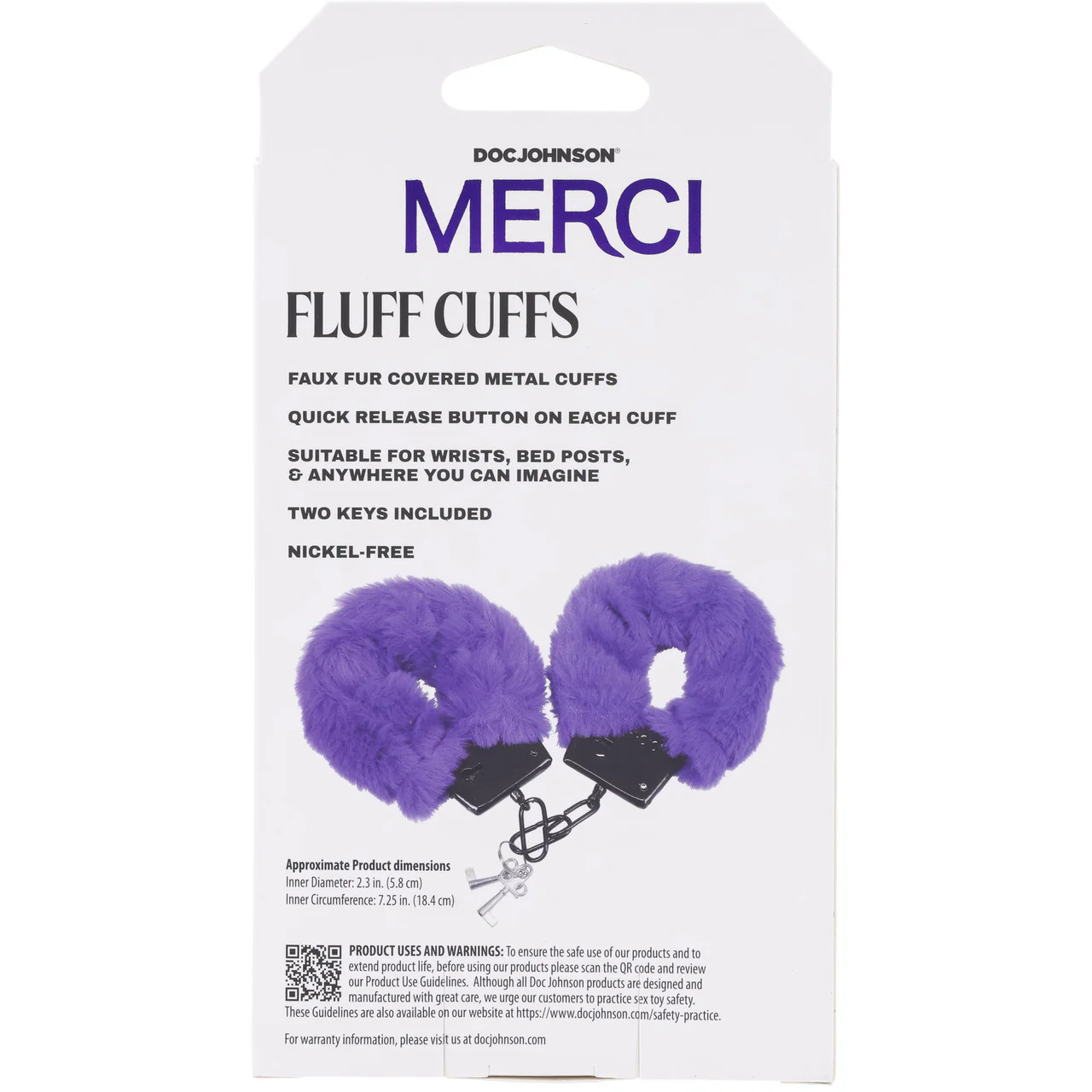 MERCI Fluff Cuffs Furry Handcuffs By Doc Johnson - Violet - Image 7