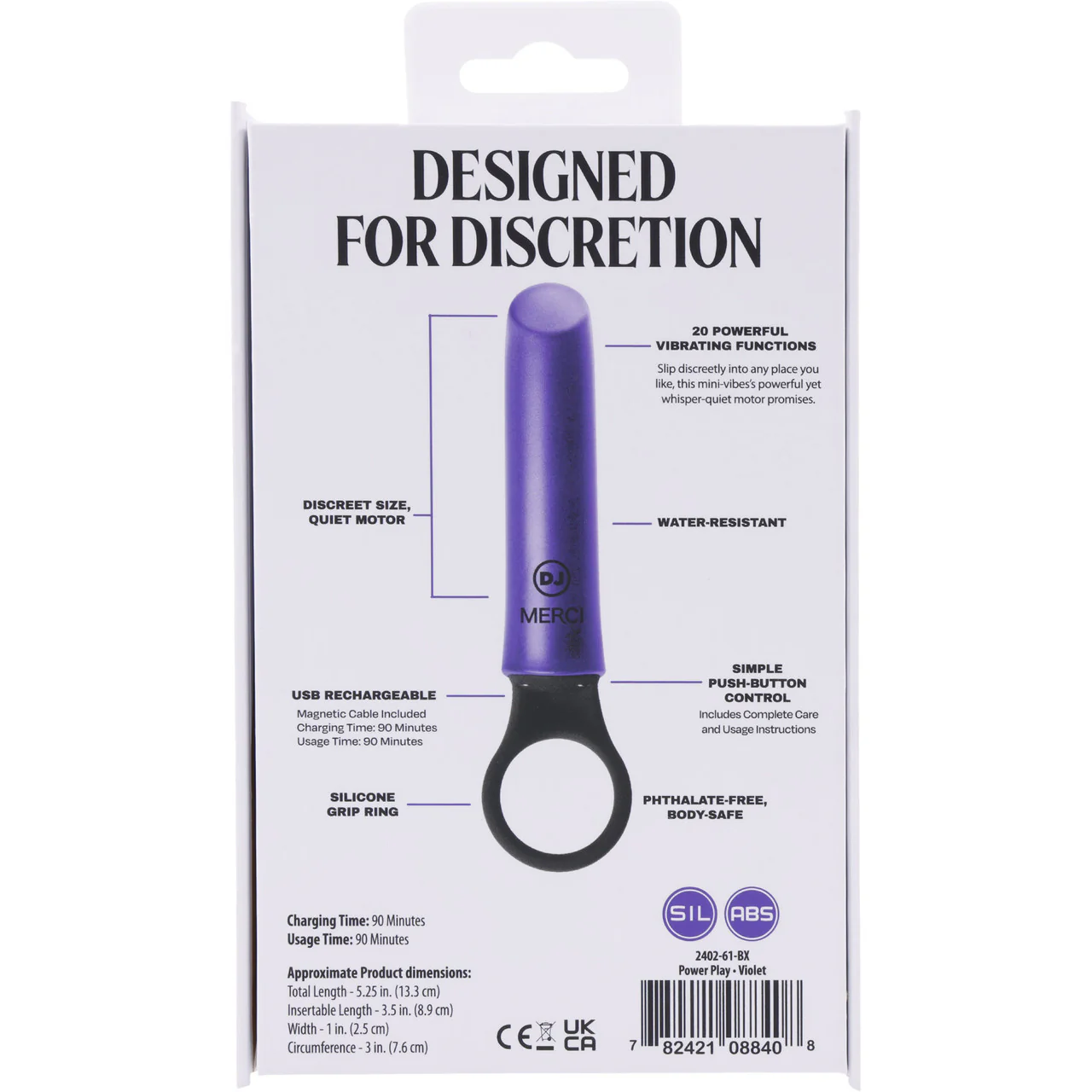 MERCI Power Play Rechargeable 20 Function Bullet Vibrator With Grip Ring By Doc Johnson - Violet - Image 10