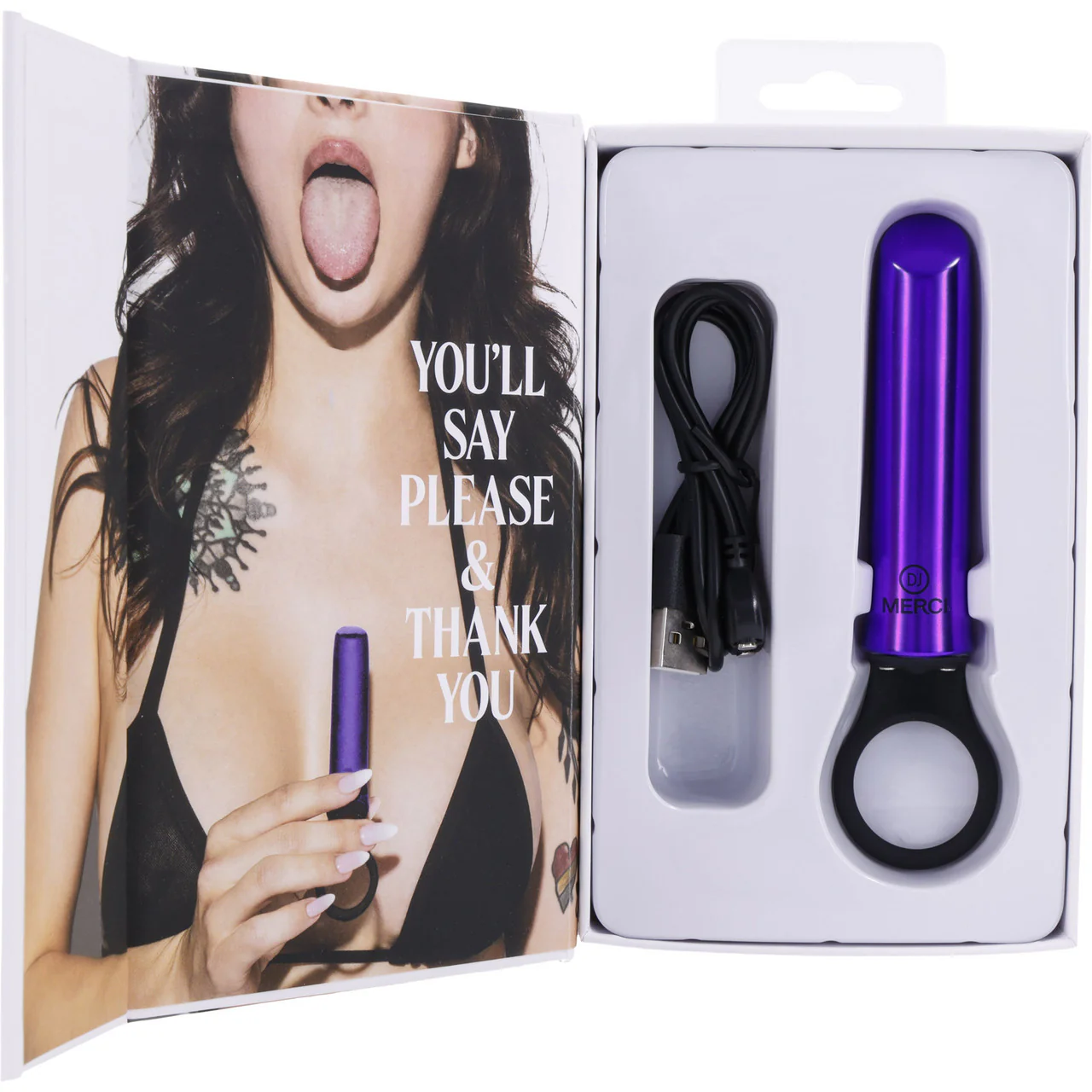 MERCI Power Play Rechargeable 20 Function Bullet Vibrator With Grip Ring By Doc Johnson - Violet - Image 8