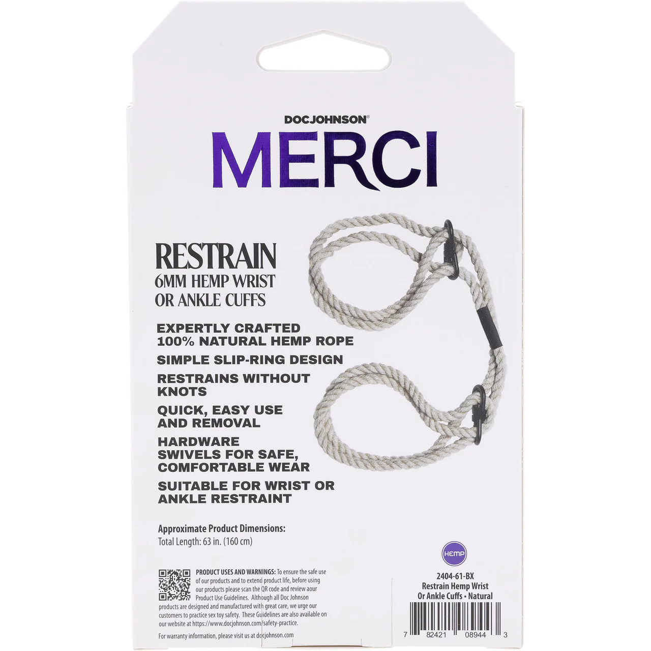 MERCI Restrain Hemp Wrist or Ankle Cuffs By Doc Johnson - Natural - Image 7