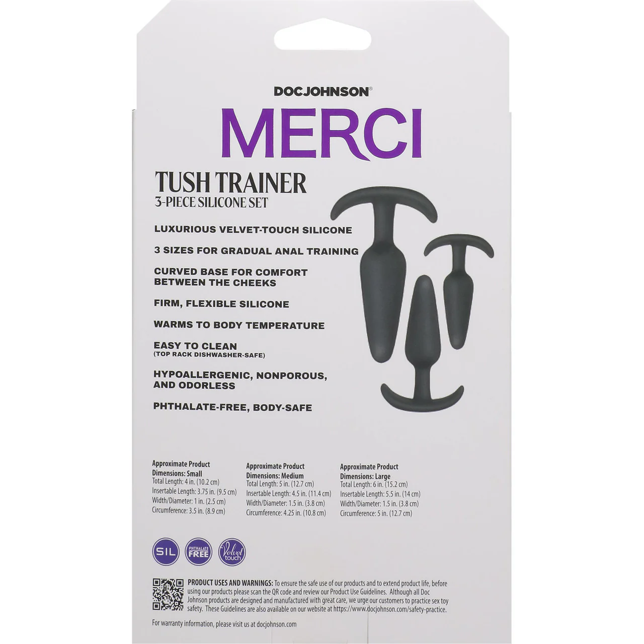 MERCI Tush Trainer 3-Piece Silicone Butt Plug Kit By Doc Johnson - Black - Image 10