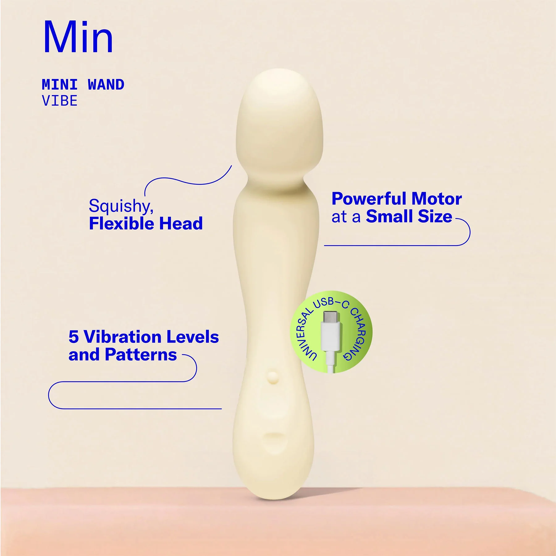 Min Silicone Waterproof Rechargeable Mini Wand Vibrator By Dame - Image 2