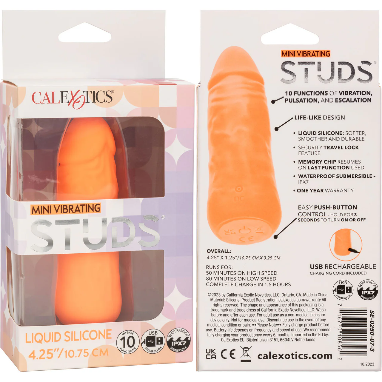 Mini Vibrating Studs Rechargeable Waterproof Silicone Dildo By CalExotics - Orange - Image 10