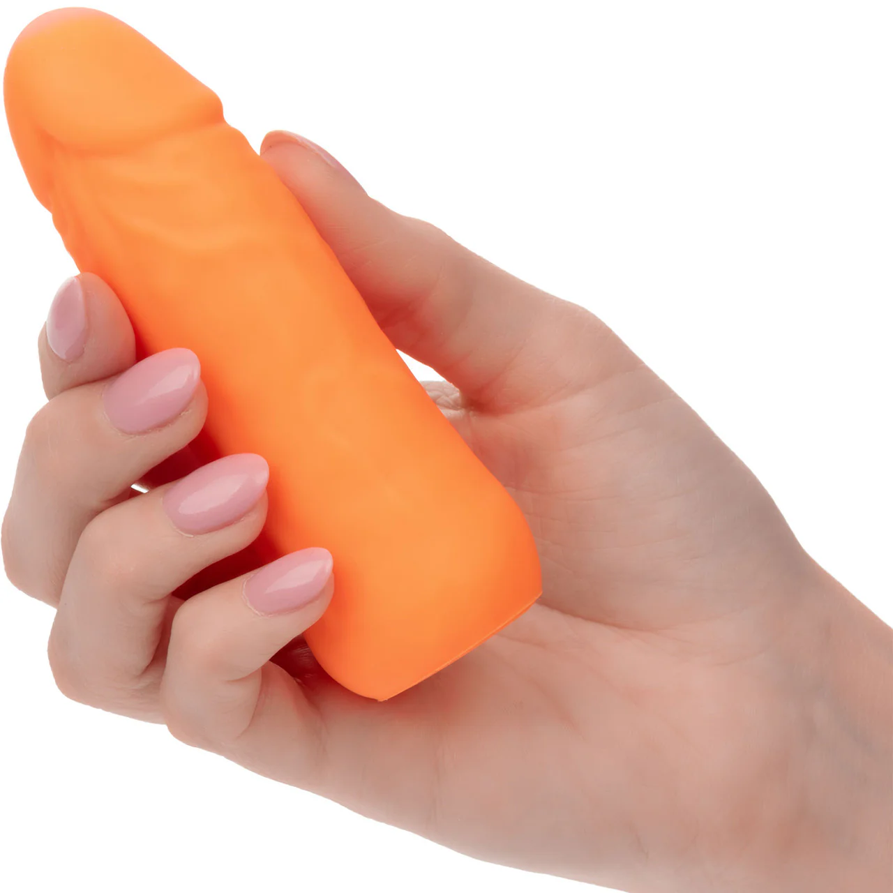 Mini Vibrating Studs Rechargeable Waterproof Silicone Dildo By CalExotics - Orange - Image 2