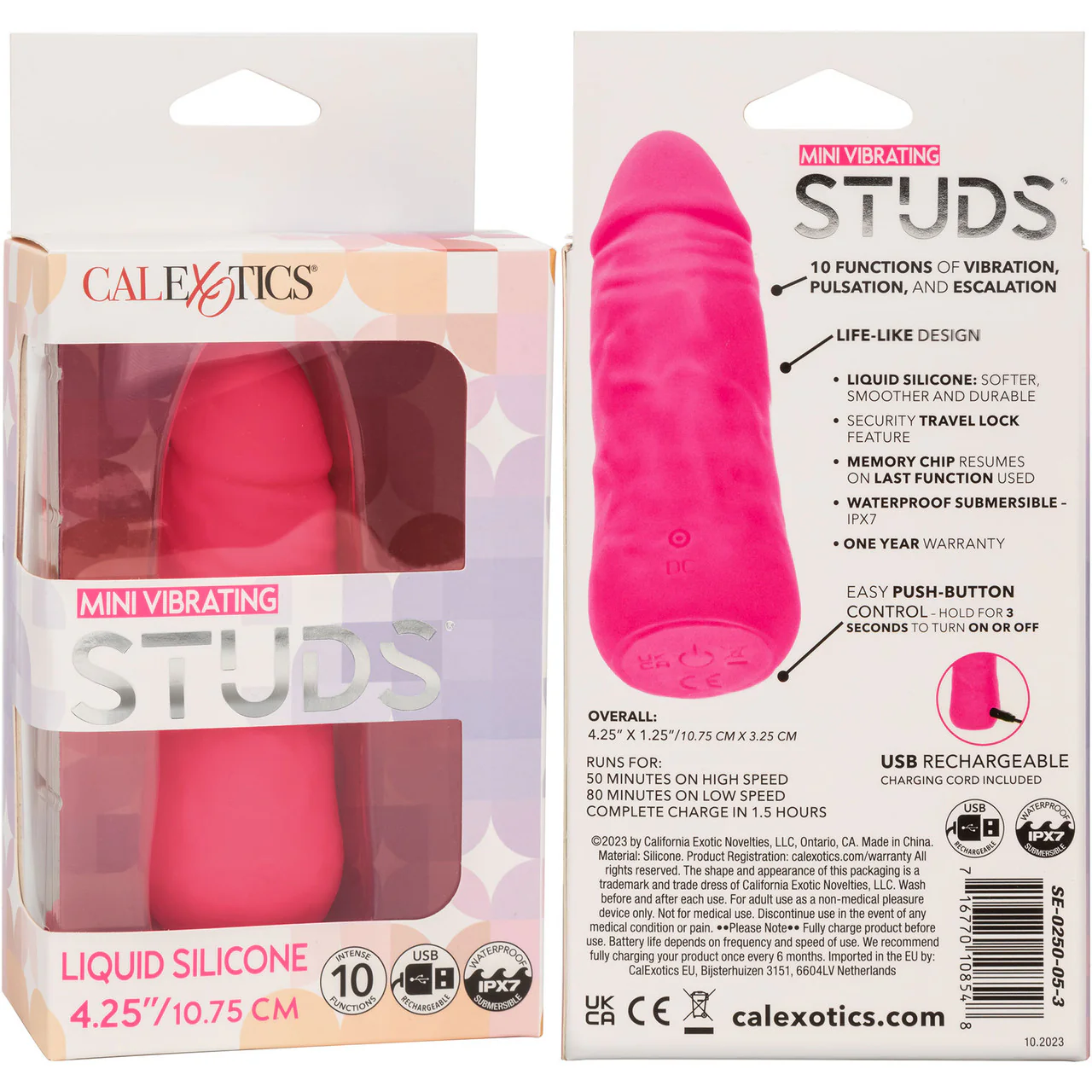 Mini Vibrating Studs Rechargeable Waterproof Silicone Dildo By CalExotics - Pink - Image 10