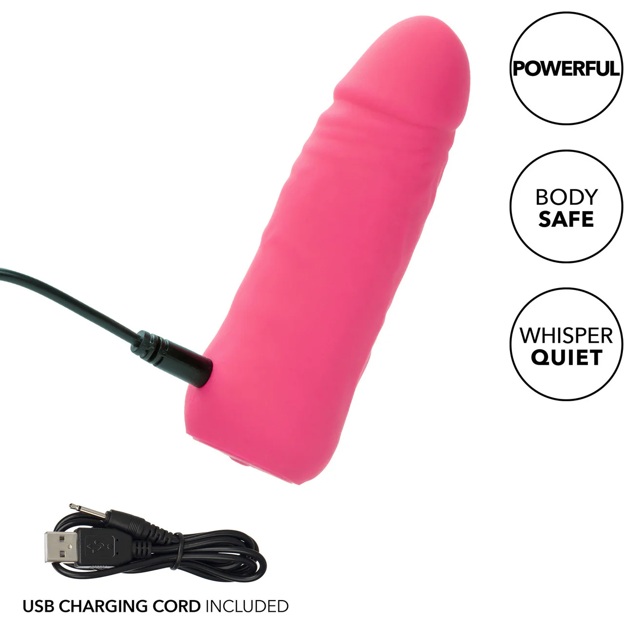 Mini Vibrating Studs Rechargeable Waterproof Silicone Dildo By CalExotics - Pink - Image 6